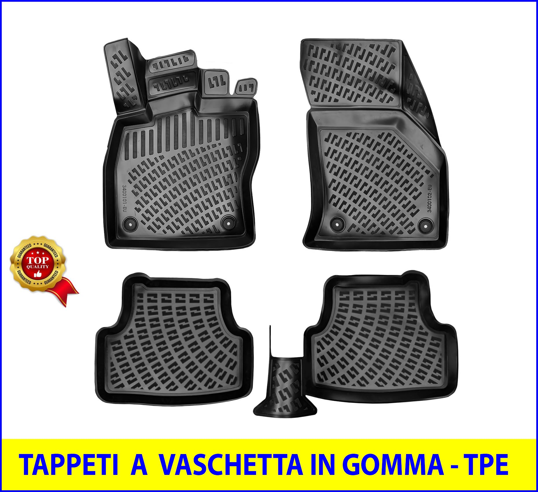 Tappetini Auto Alpha-Tex Per VW Tiguan 5N (2007-2018) – Set Da 4, Colore Nero Con Bordo Nero – Made In Germany