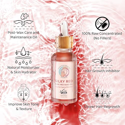 Miniatura 3 de Rojo sedoso de Hadirose  Aceite de Saad rojo 100% puro (Cyperus Rotundus Egipcio) Concentrado  Depilación orgánica totalmente natural  Previene el