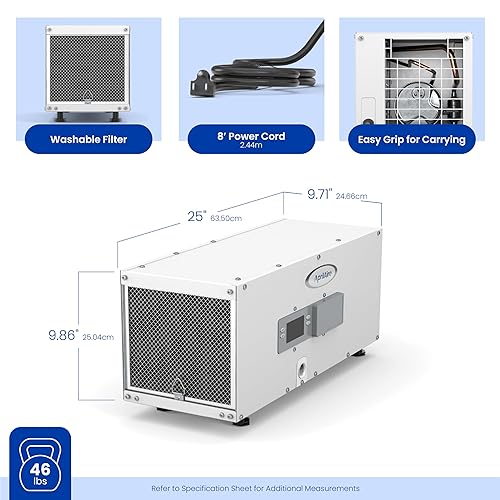 Miniatura 15 de AprilAire E050PZ - Deshumidificador de grado profesional de 50 pintas para toda la casa con manguera de drenaje para hasta 1,600 pies cuadrados con