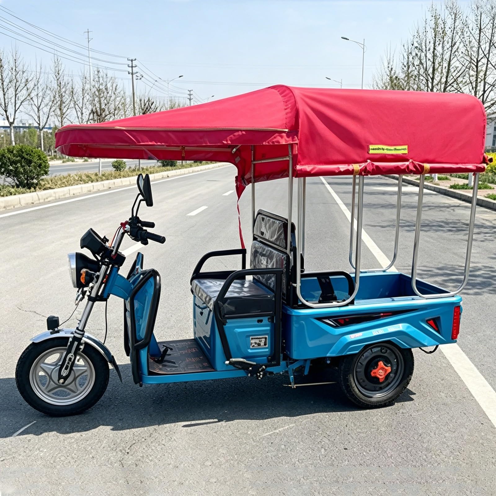 Wrysqbhjyb Red Electric Tricycle Canopy Cover, Waterproof Oxford Fabric Cargo Trike Rainproof Sunshade Awning, All-Weather Sun & Rain Shield(,120X90cm/47.2X35.4")