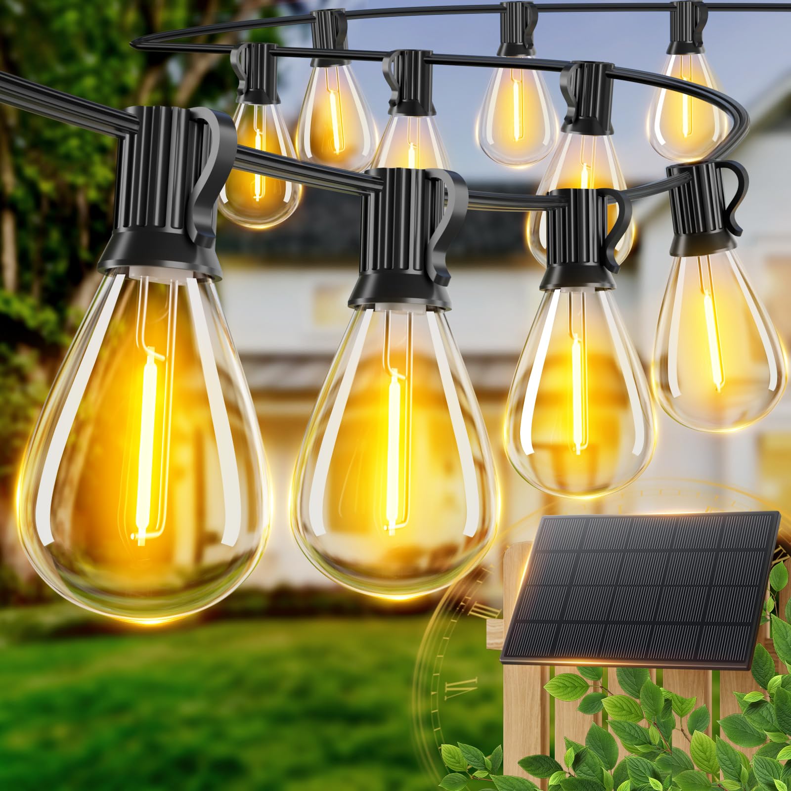Luckystyle 50FT Solar String Lights