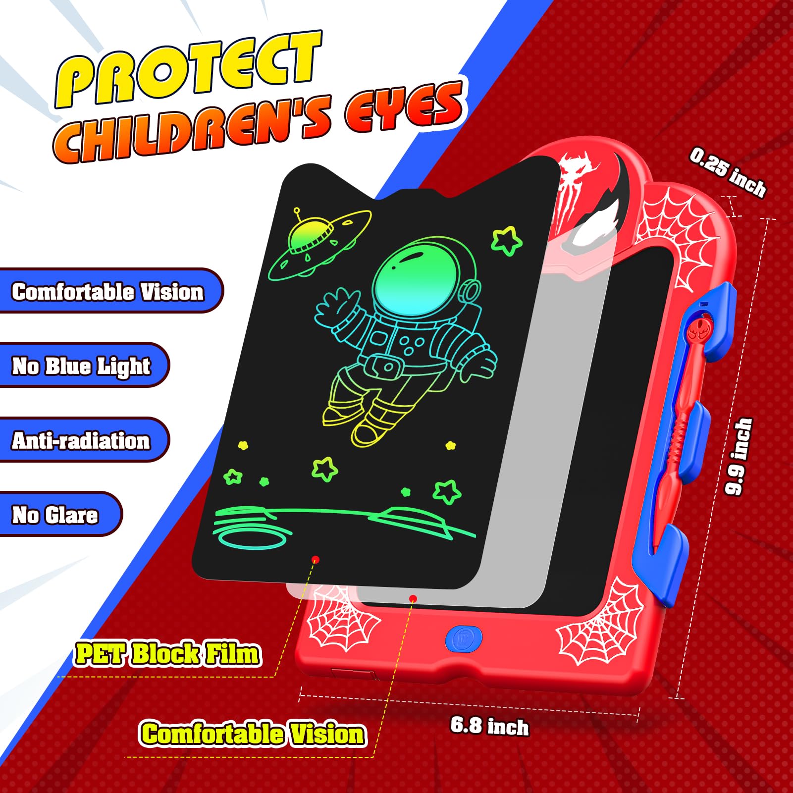 Tableta de escritura LCD para niños:  Colorido Doodle Board & Drawing Pad Juguetes de viaje de Halloween para niños de 3, 4, 5, 6, 7, 8 años, regalos de Navidad para niños de 4 a 6 años 6