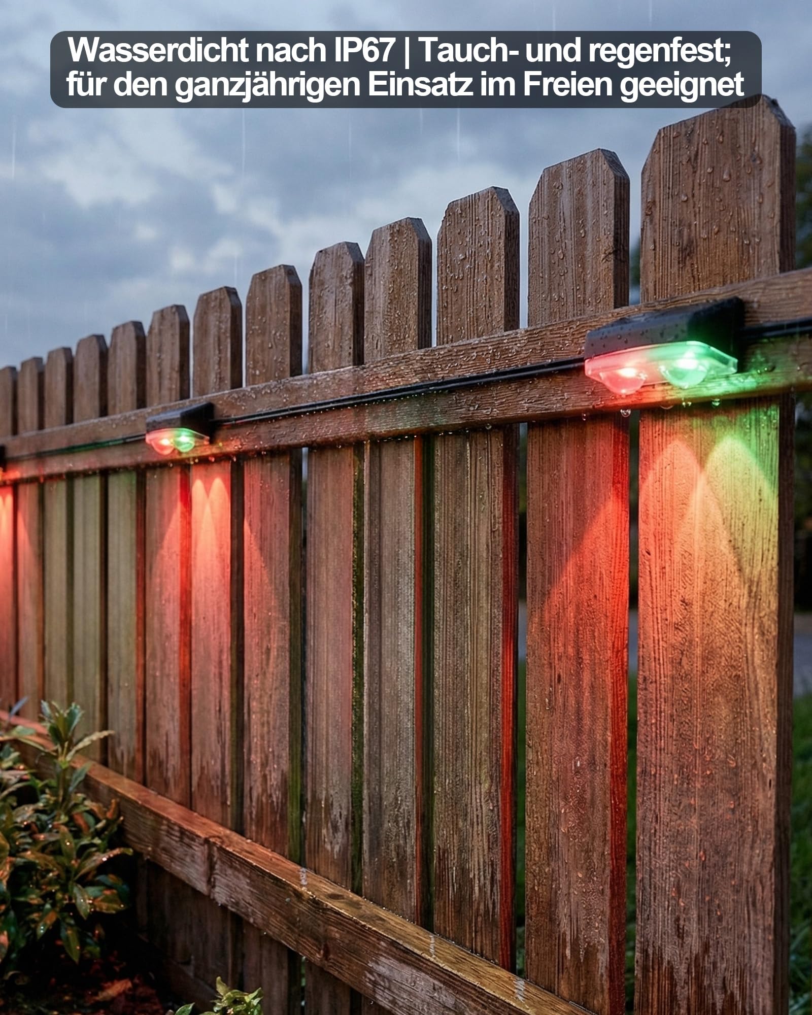 Smart LED Lichterkette Aussen für Zaun, RGBW IC Bluetooth App, IP67 Wasserdicht Outdoor Garten Deko,50ft-8 Leuchten