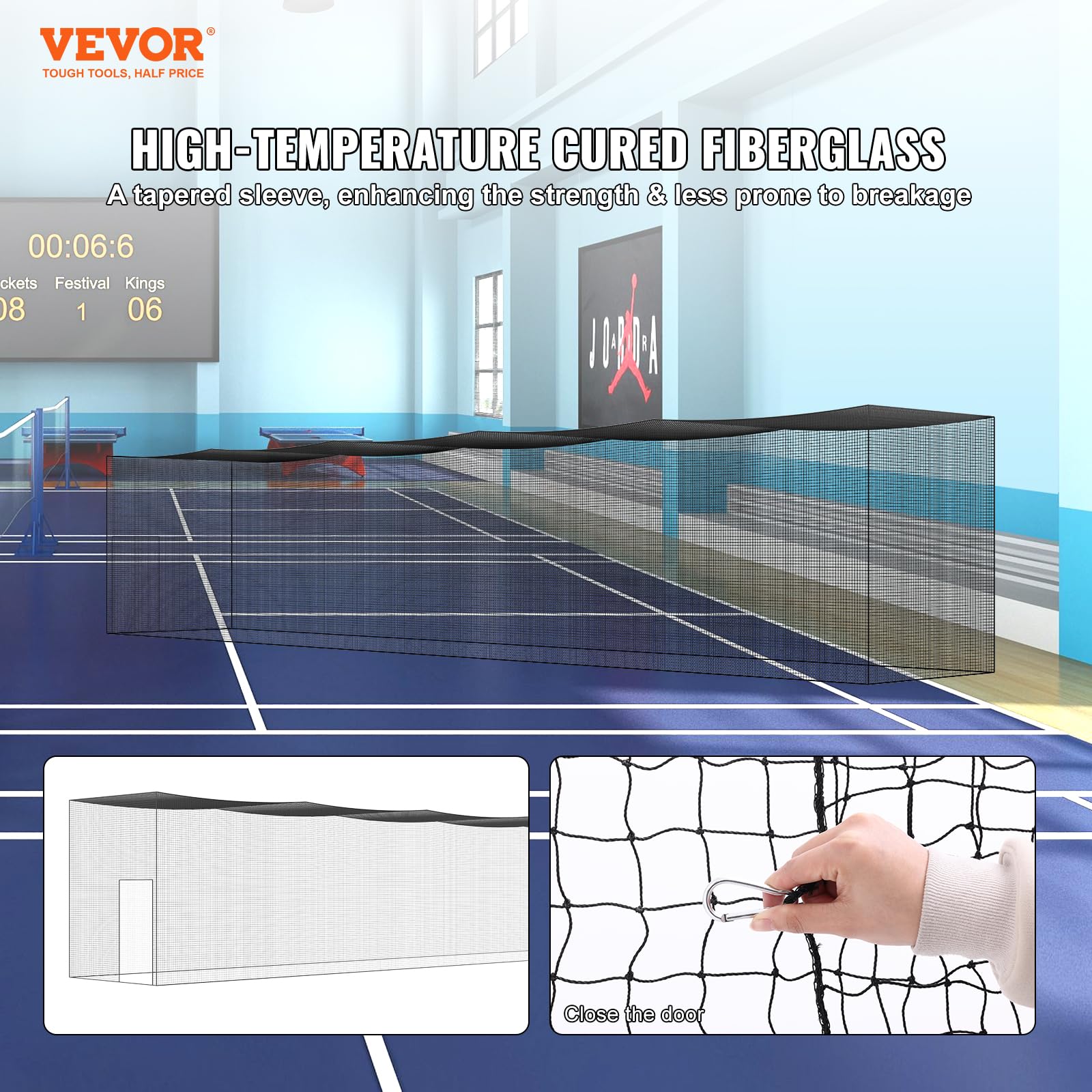 VEVOR Cage Frappeur de Baseball 21,7 m, Filet d'Entraînement Professionnel pour Frappeur de Softball, Cage de Lancer Portable avec Porte et Sac de Transport, Filet en PE Fermé Robuste Extérieur