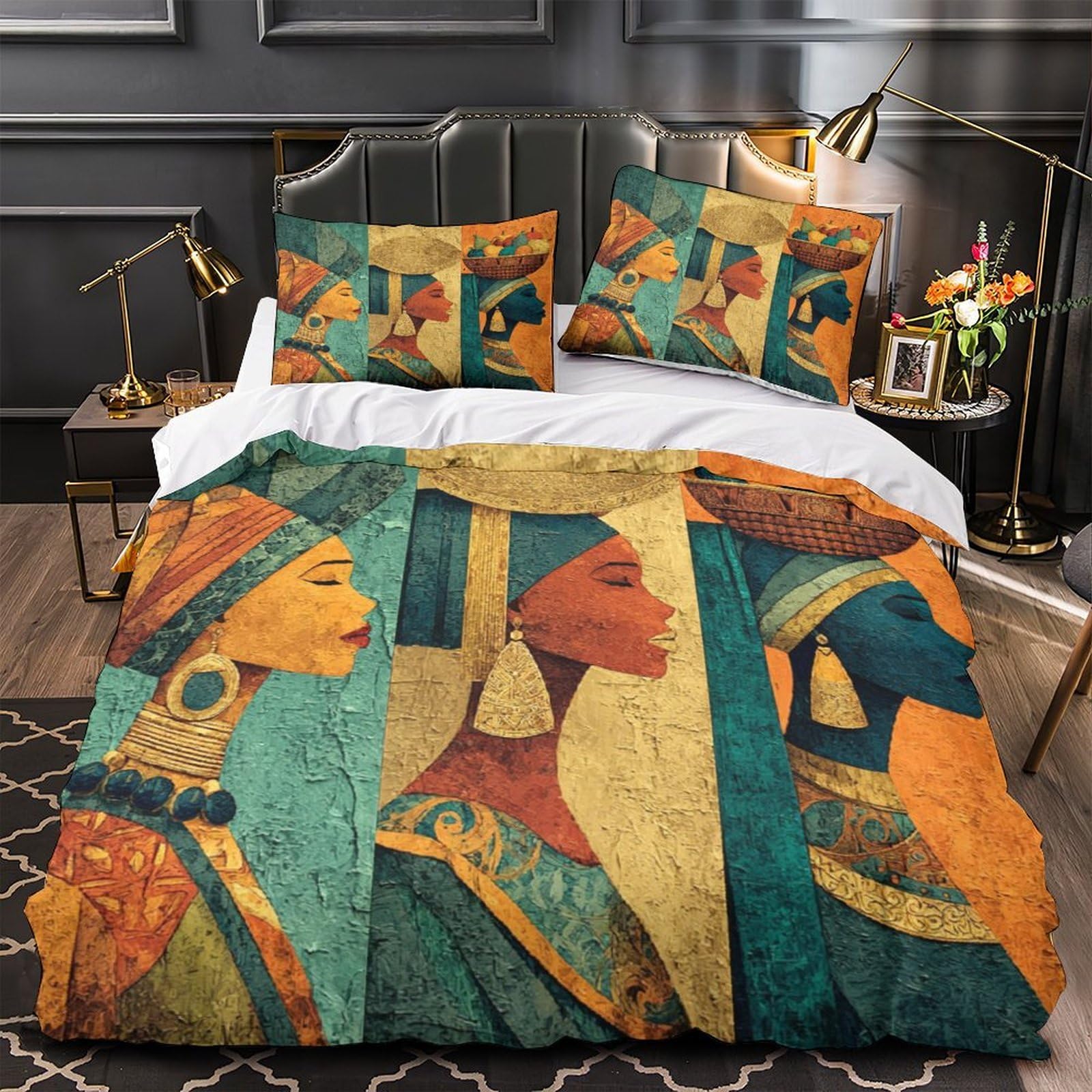Housse de couette 3D hypoallergénique en microfibre douce avec fermeture éclair 135x200