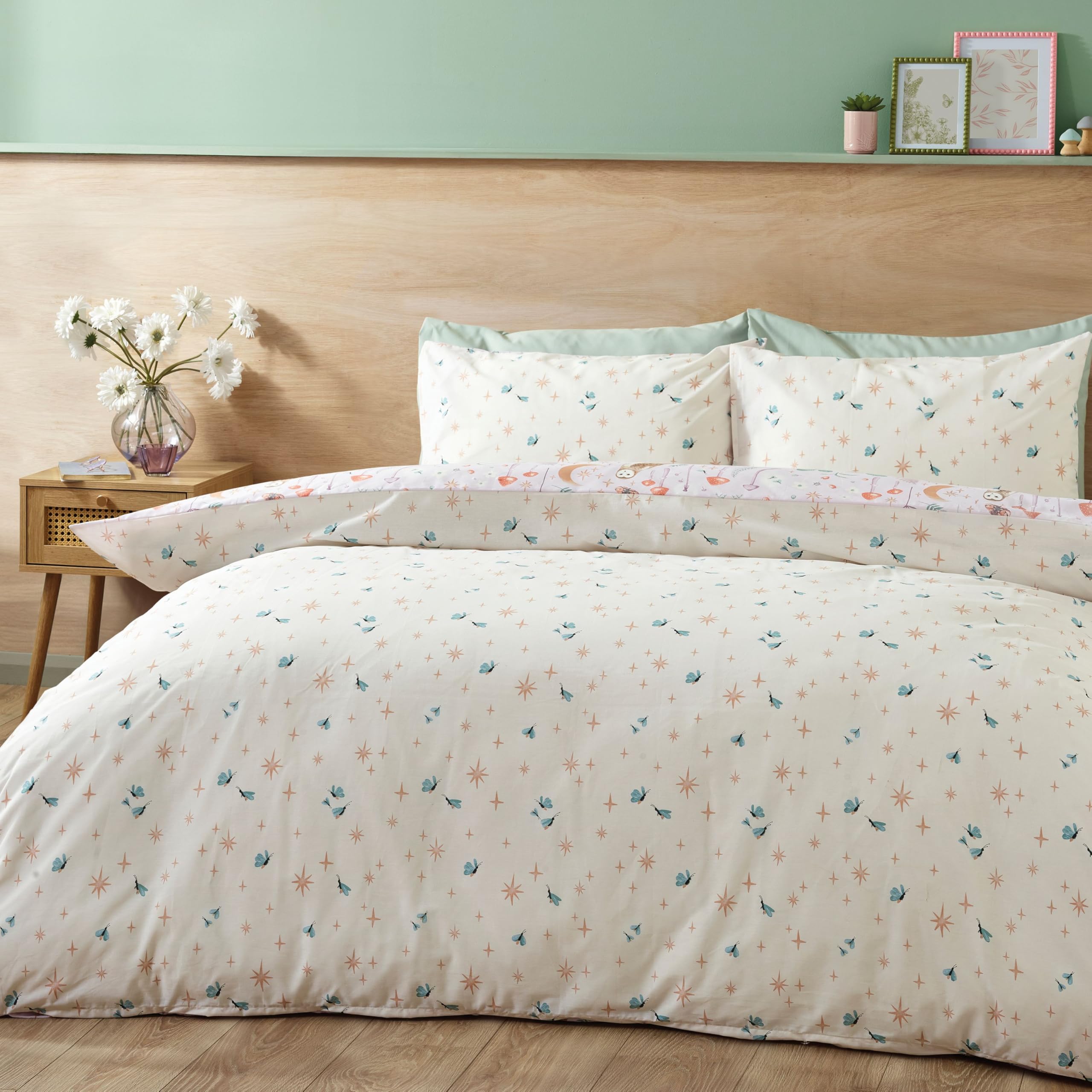 Catherine Lansfield Enchanted Twilight Animals Reversible Double Duvet Cover Set including Pillowcases Lilac - Image 2
