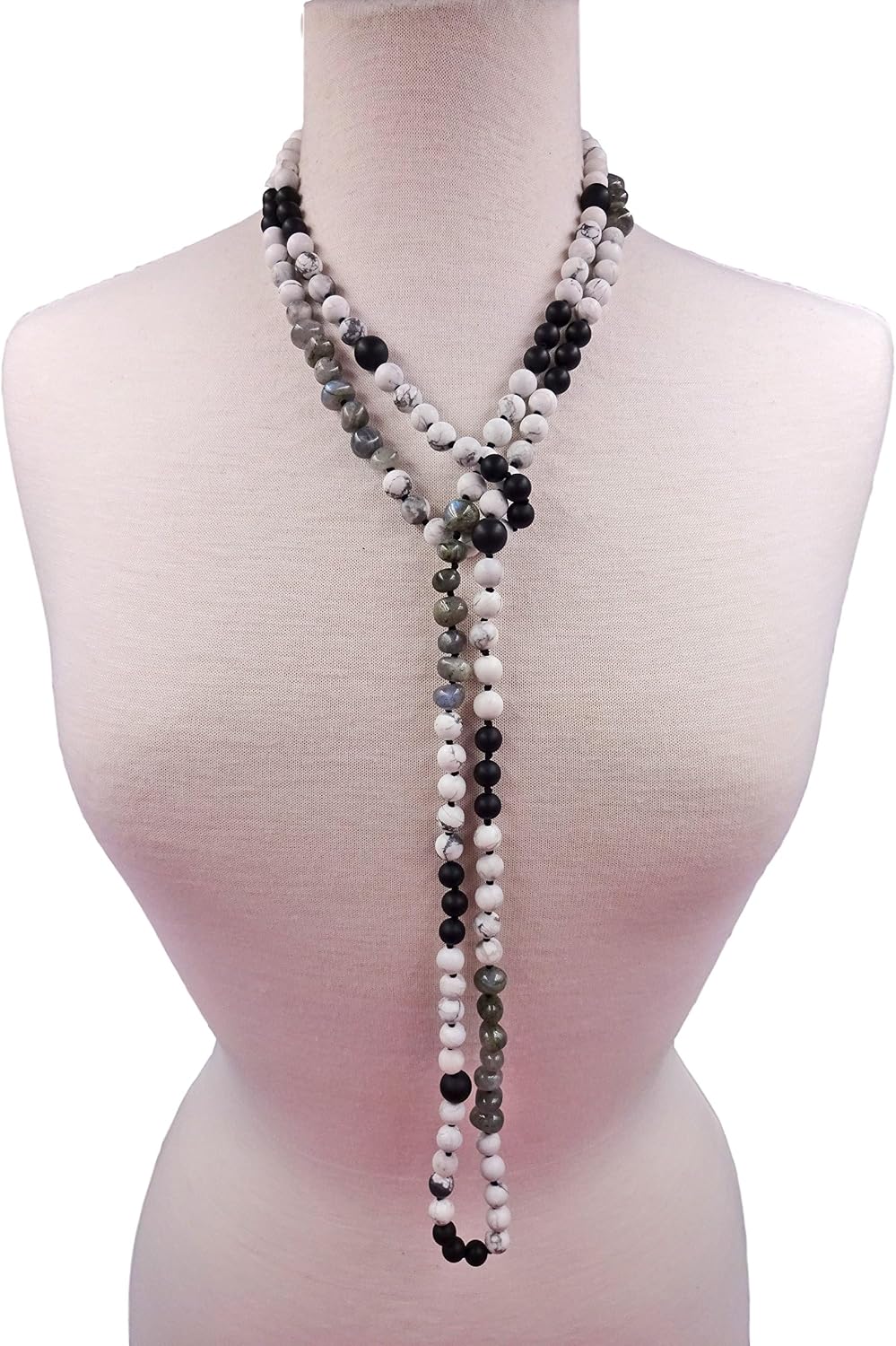 Hand Crafted and Knotted Infinity Clasp Free Multi-gemstone Multi-color Long or Multi-strand Beaded Statement for Men or Women. Multi-gem Chakra Necklace. Necklace.