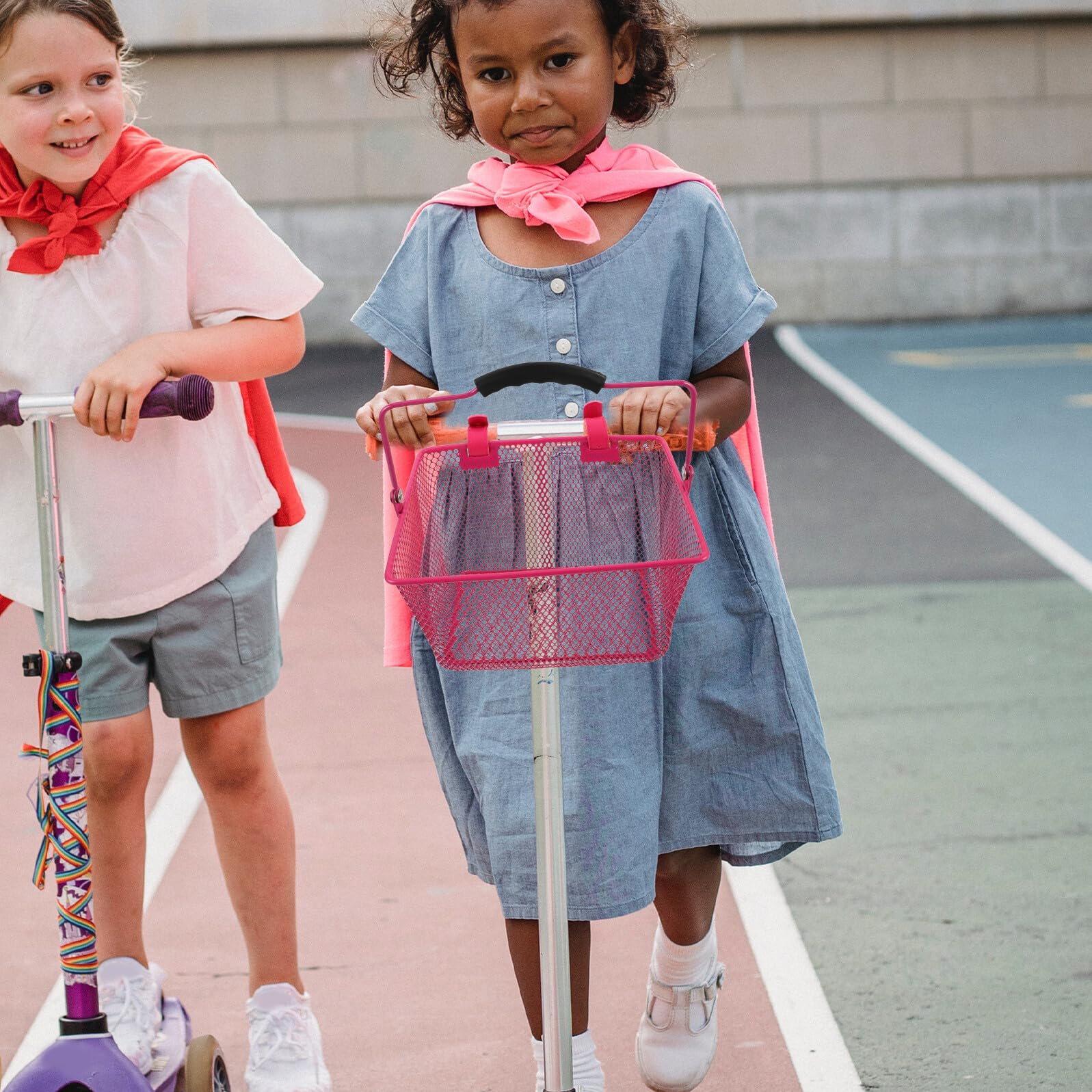 Didiseaon Cesta Delantera para Bicicleta Infantil de Metal Rosa Compatible con Bicicletas Patinetes y Triciclos Soporte Seguro para Juguetes y Snacks Fácil Instalación