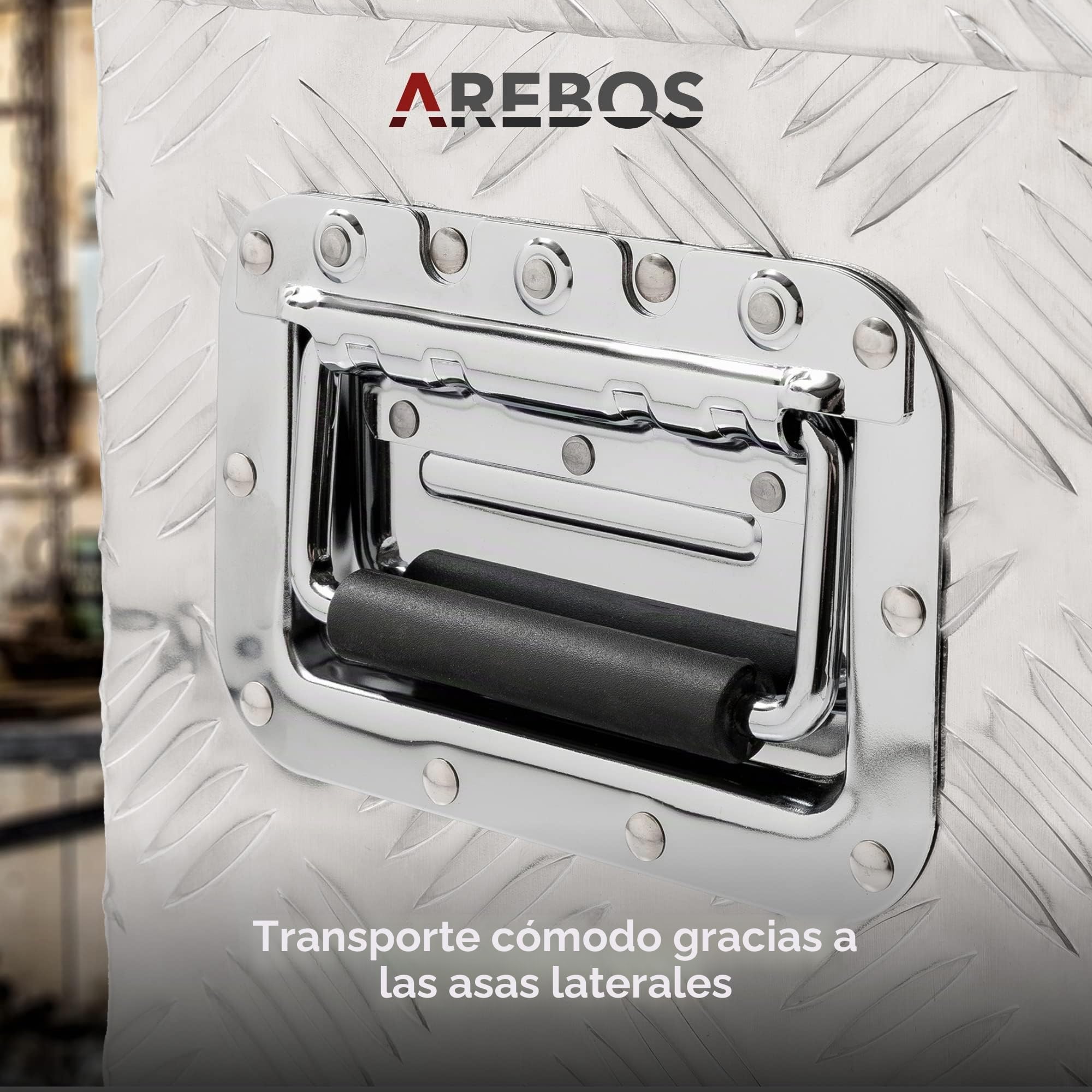 Arebos Caja de Aluminio Multiusos 60 x 25 x 30 | Caja Herramientas Alu Maleta | 40L | Resistente a la Corrosión | con Sistema de Cierre de Almacenamiento de Herramientas Maletín