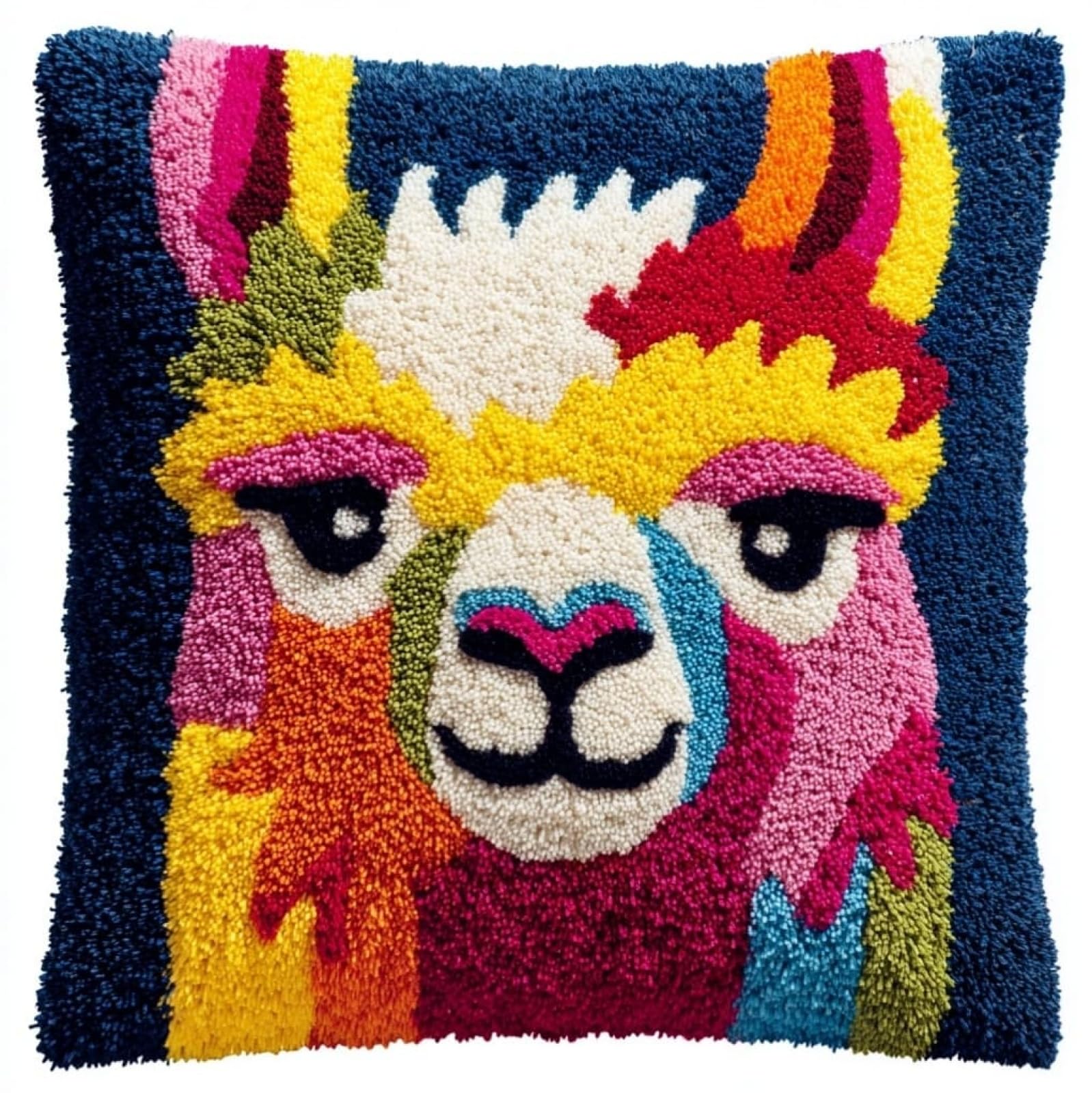 AxiangziK Latch Hook Pillow Kit 17x17in,Colorful Animal Alpaca