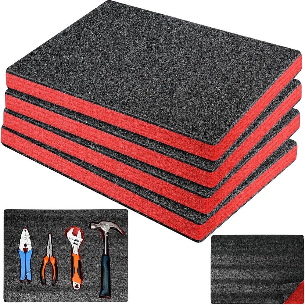 WYWY Insertos de Espuma para Caja de Herramientas,Paquete de 4 Almohadillas de Espuma de Poliuretano recortables, Insertos artesanales para Relleno de Cajas de Embalaje(50 * 35 * 2.5cm)