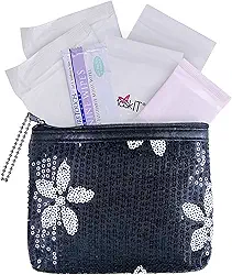 Kit de primeira menstruação para levar - Almofadas e forro ecológico orgânico para adolescentes - Bolsas para meninas adolescentes para escola - Bolsa de menstruação e almofadas para adolescentes para