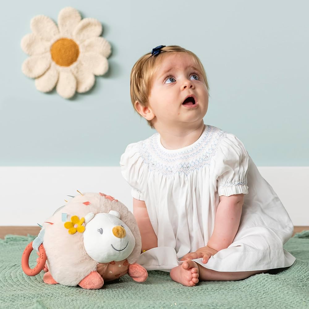 Doudou Vache Activité Nattou Mila 45cm - Hochet, Miroir, Anneau Silicone, Beige