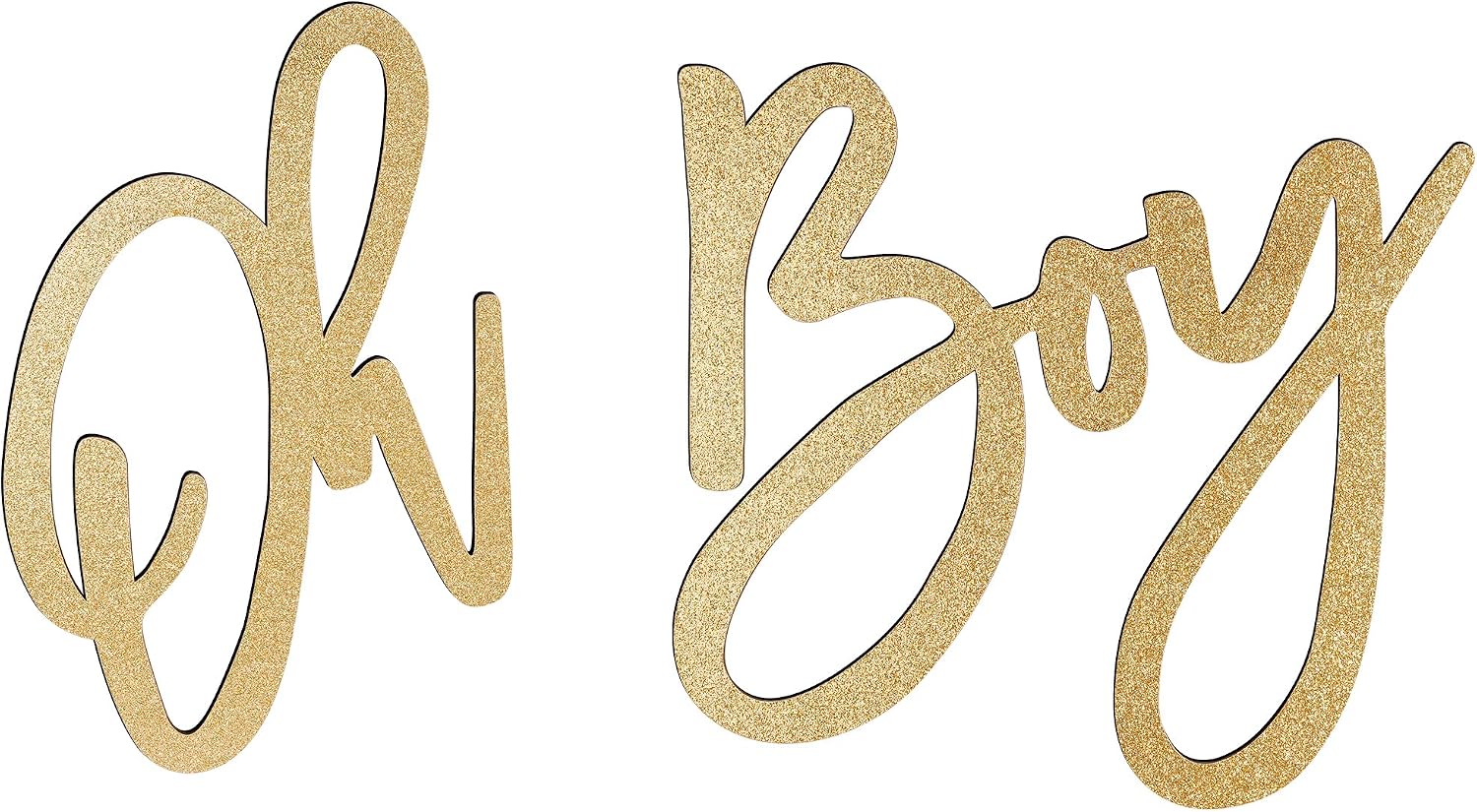 OH BOY Wooden Sign in Gold for Baby Shower & Gender Reveal Decorations, Lightweight Backdrop Wall Decor for Party Photos