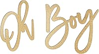 Vista 1 de OH BOY Letrero de madera dorado para baby shower y decoración de revelación de género, telón de fondo ligero para decoración de pared para fotos