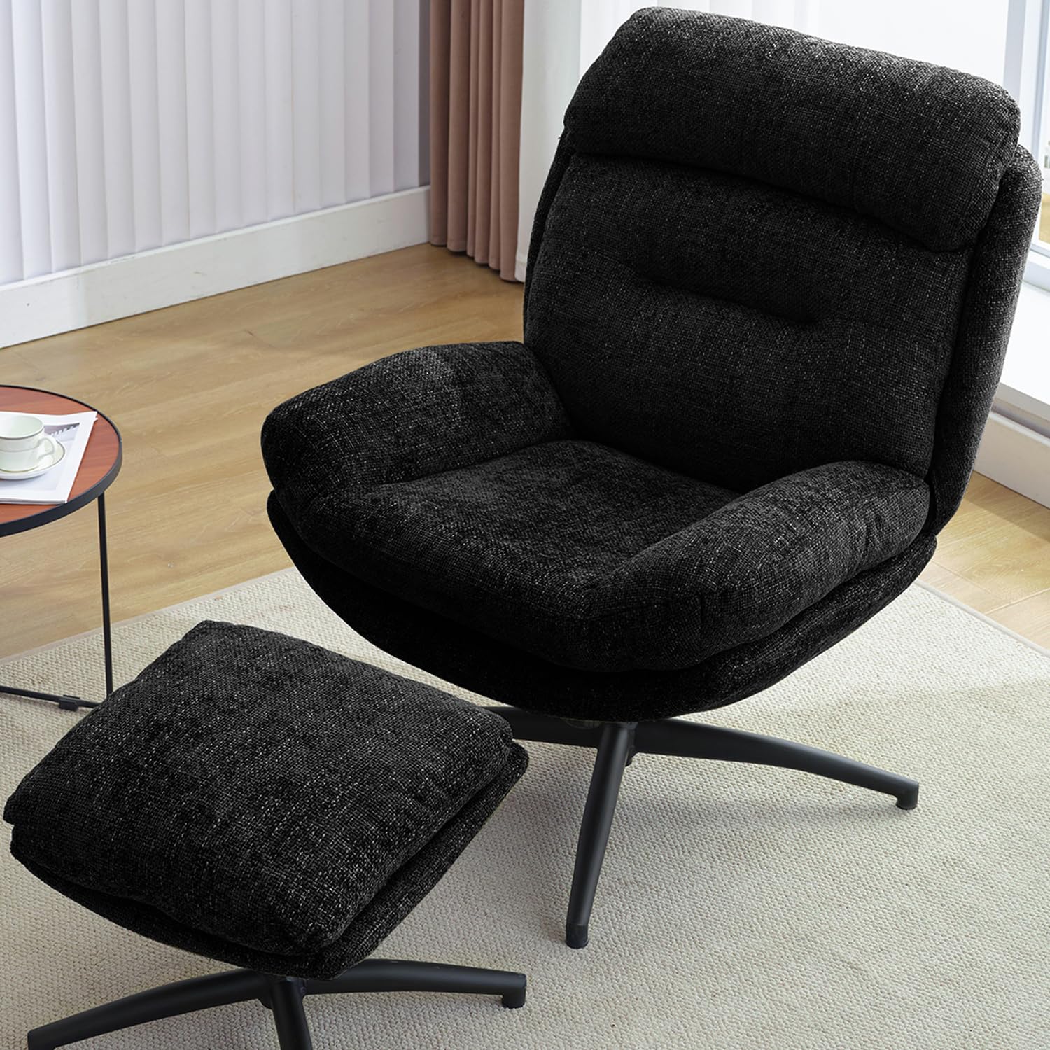 Comfort Stretch Swivel Chair with Ottoman