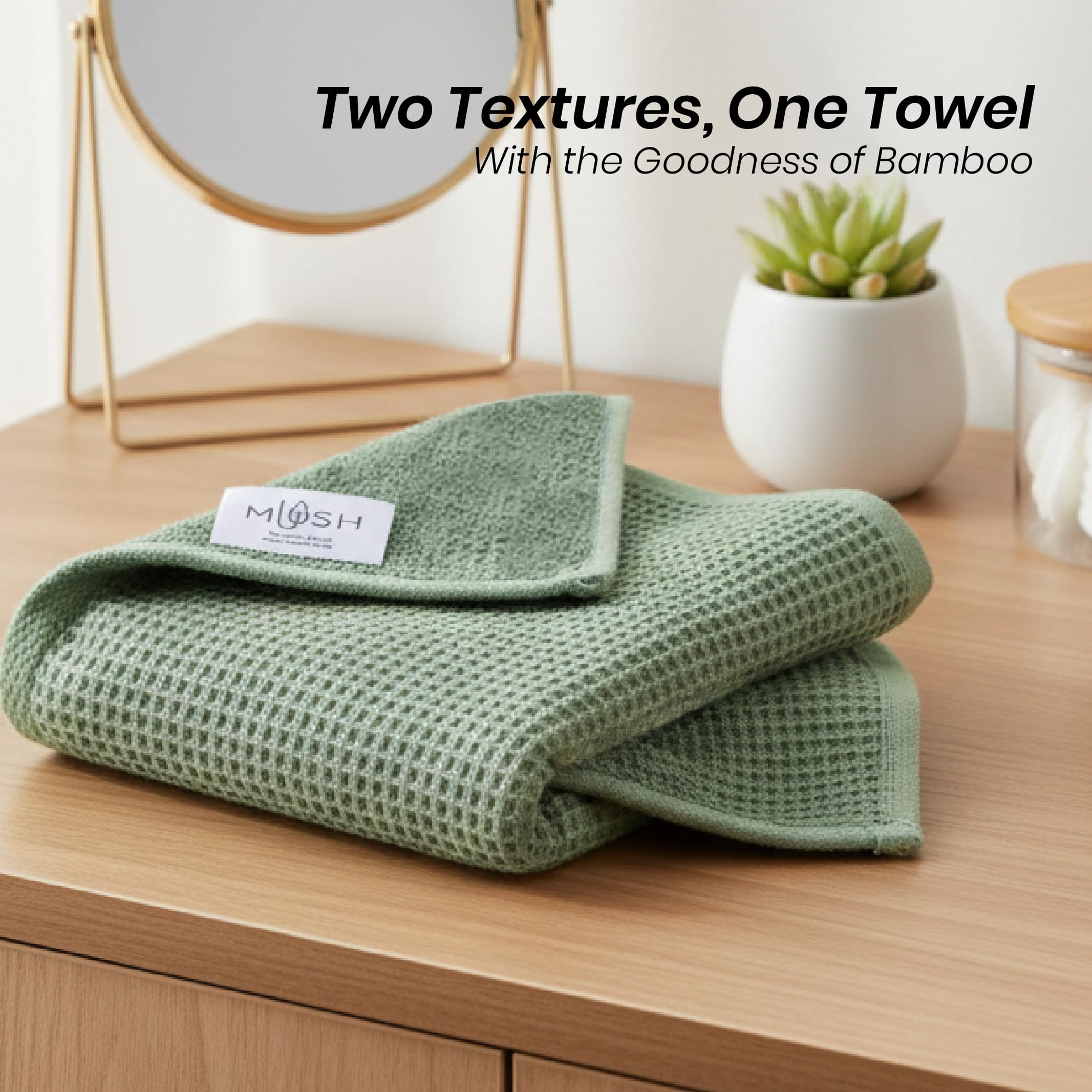 Mush Bamboo Hand Towels - Ultra Soft & Absorbent Set of 2 -2