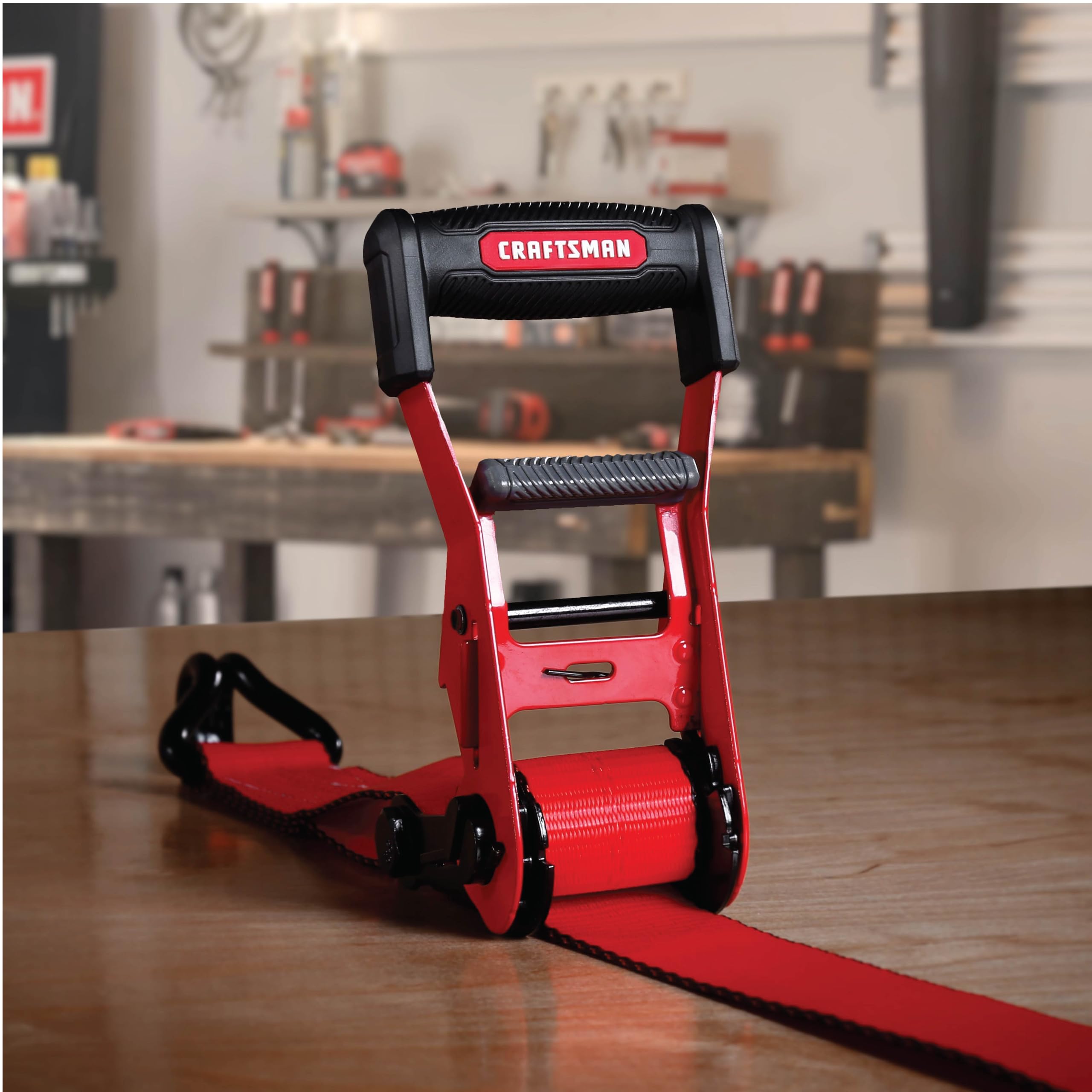 CRAFTSMAN CMXAZBS10000J - Cinghia a cricchetto con doppio gancio a J, 5,1 cm x 60 cm, per carichi pesanti/industriali (4,5 kg di resistenza alla rottura)