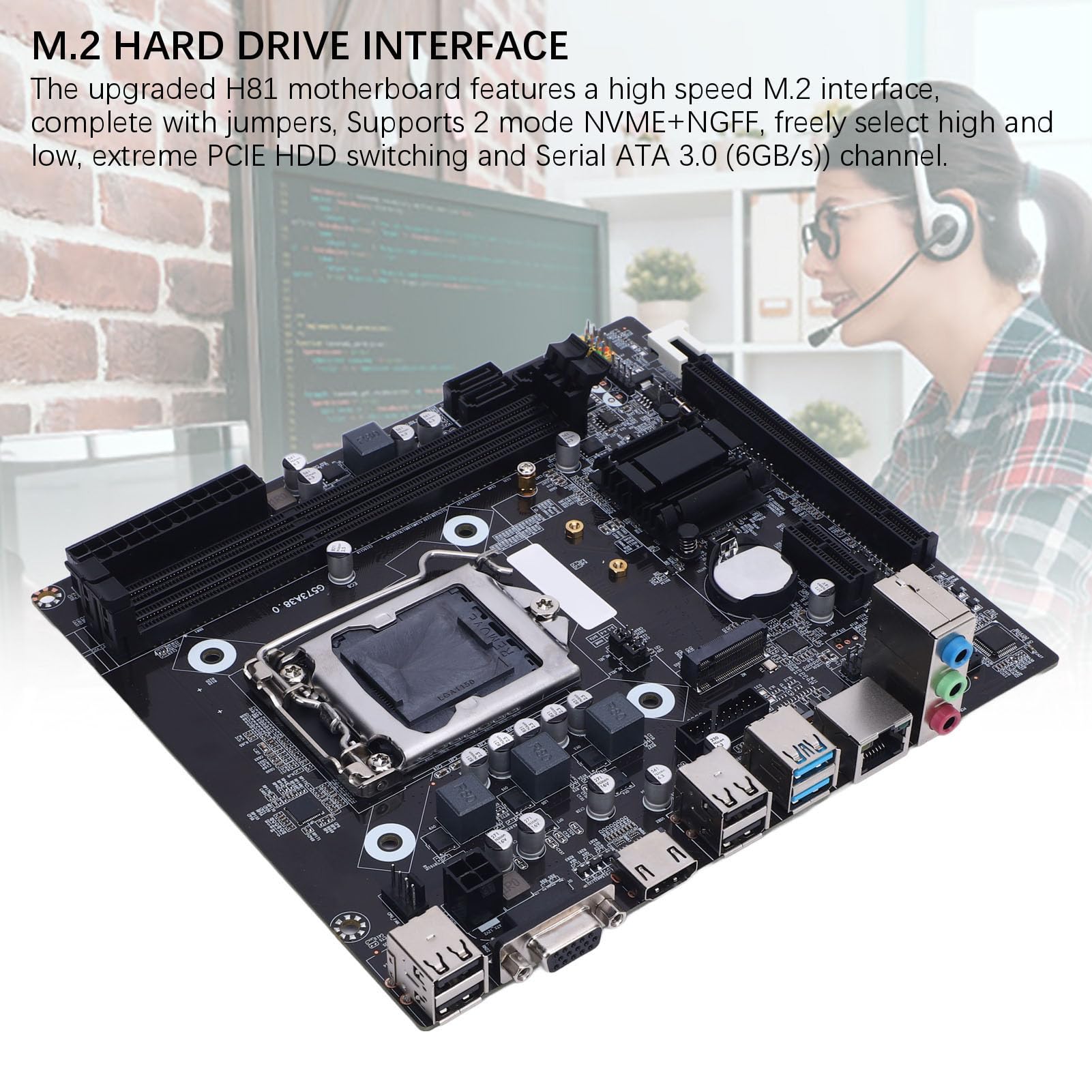 H81 Gaming Moederbord met Dual Channel DDR3, M.2 NVMe NGFF SATA 6 Gbit/s, PC LGA 1150 Micro ATX moederbord, ondersteunt Core I3 I5 I7 van de 4e generatie, Xeon E3 V3, Celeron