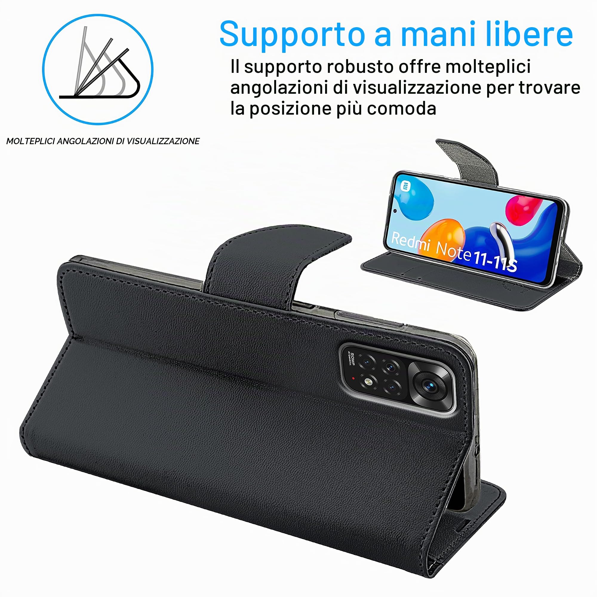 N NEWTOP Custodia Portafoglio Per Xiaomi Redmi Note 11/11S – Flip In Similpelle Con Chiusura Magnetica E Stand