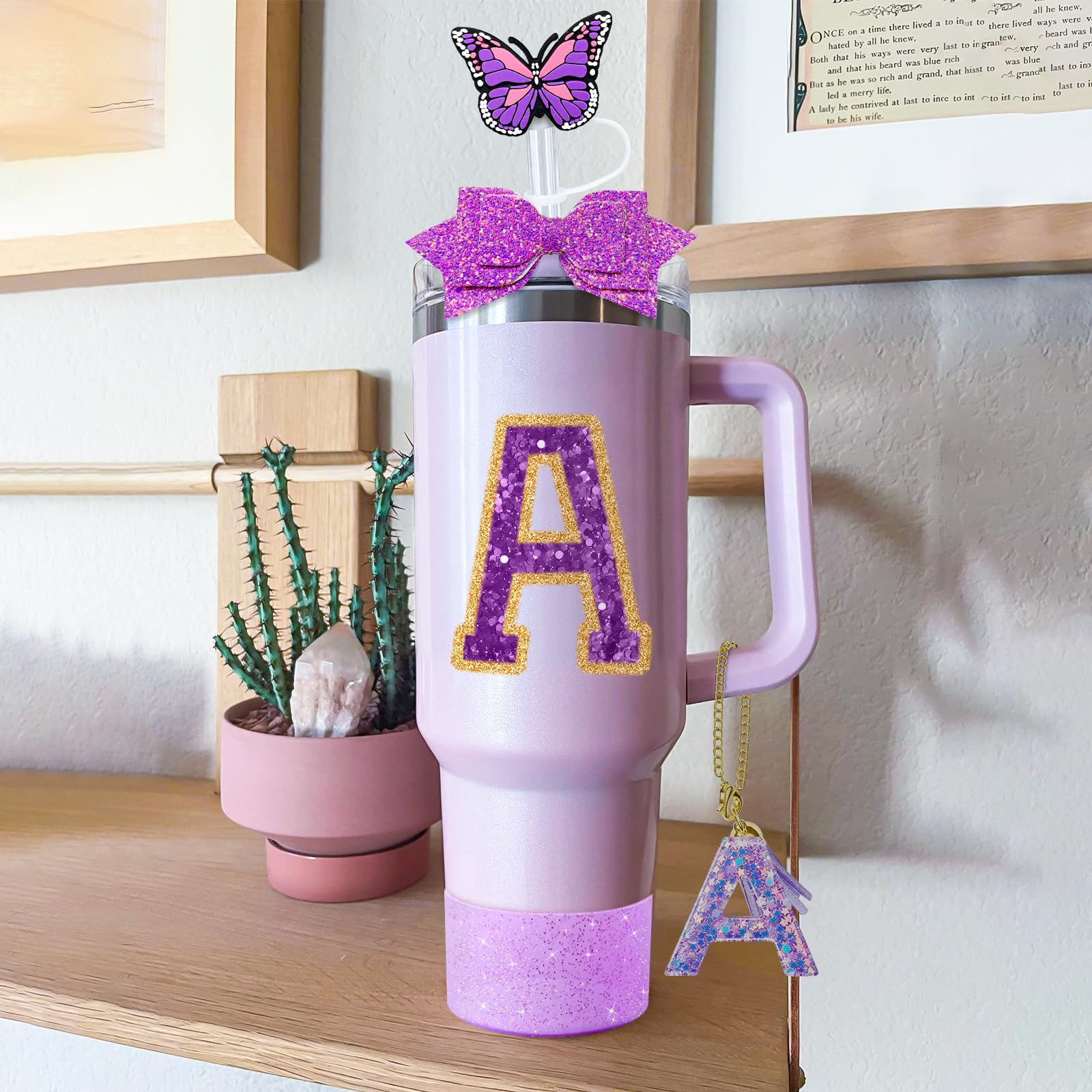 Juego De 8 Accesorios Decorativos Morados Para Tu Stanley Cup - Personaliza Y Destaca Tu Botella