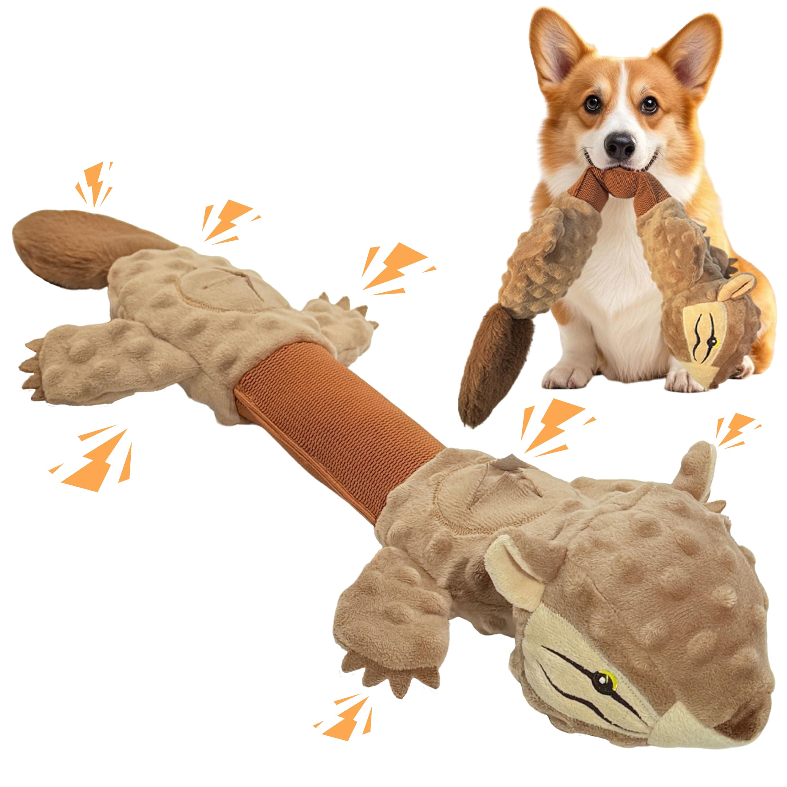 CUUOOT Giocattoli per Cani, Simpatico Scoiattolo in Peluche, Giocattolo Cigolante con Carta Stropicciata, Indistruttibile Giocattolo per Cani di Taglia Piccola, Media e Grande