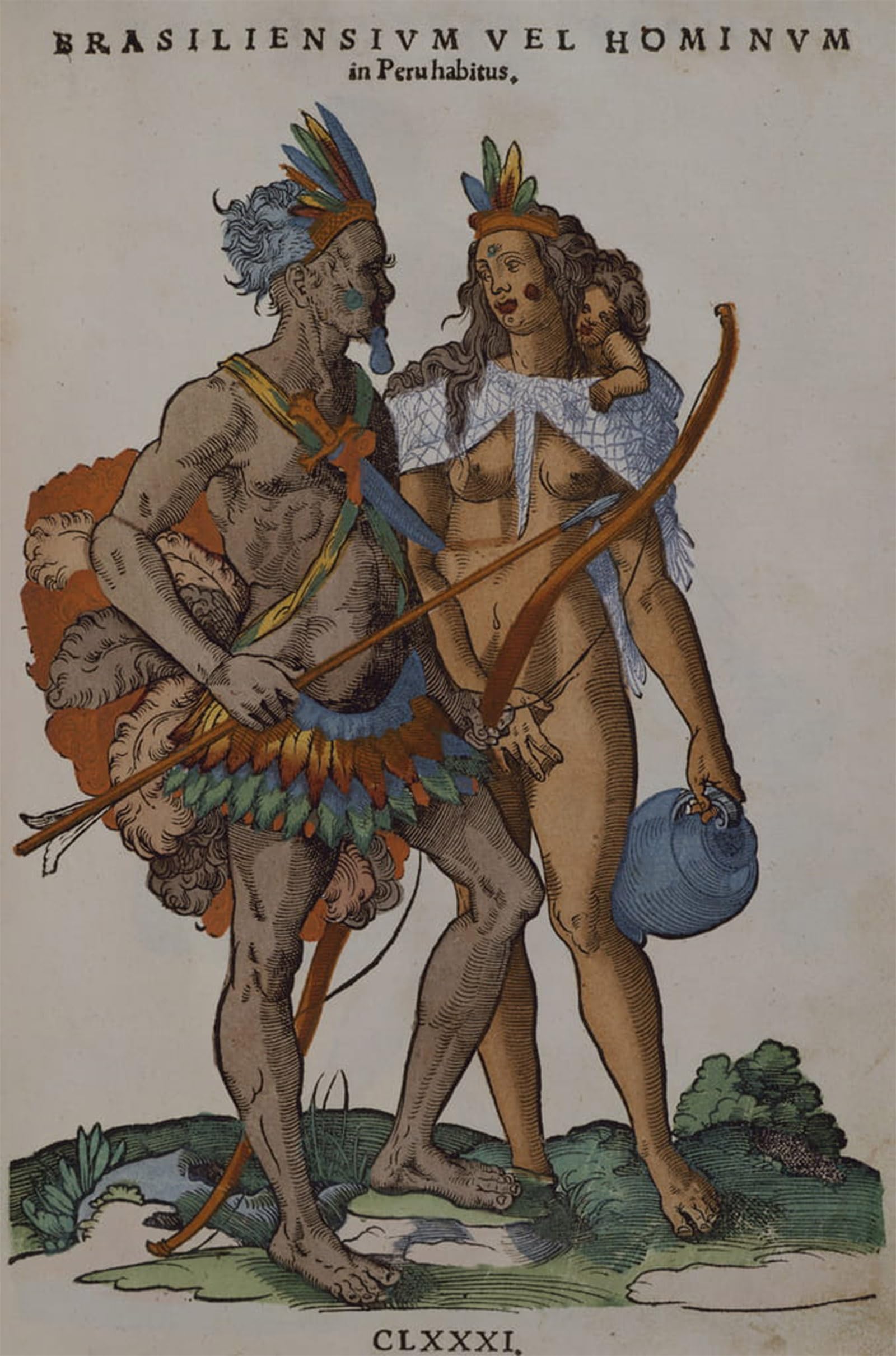 SERENDIPITP Vintage Picture Print on Canvas Wall Art Poster Customs of the Inhabitants of Brazil by Jost Amman Artwork Print Poster for Wall Decor 60x90cm