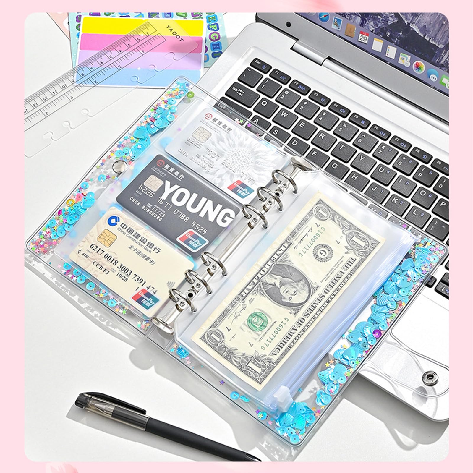 Classeur Budget A6 Liemuao – Avec Pochettes Zippées, Cartes Budget, Autocollants, Thème Forêt - 5