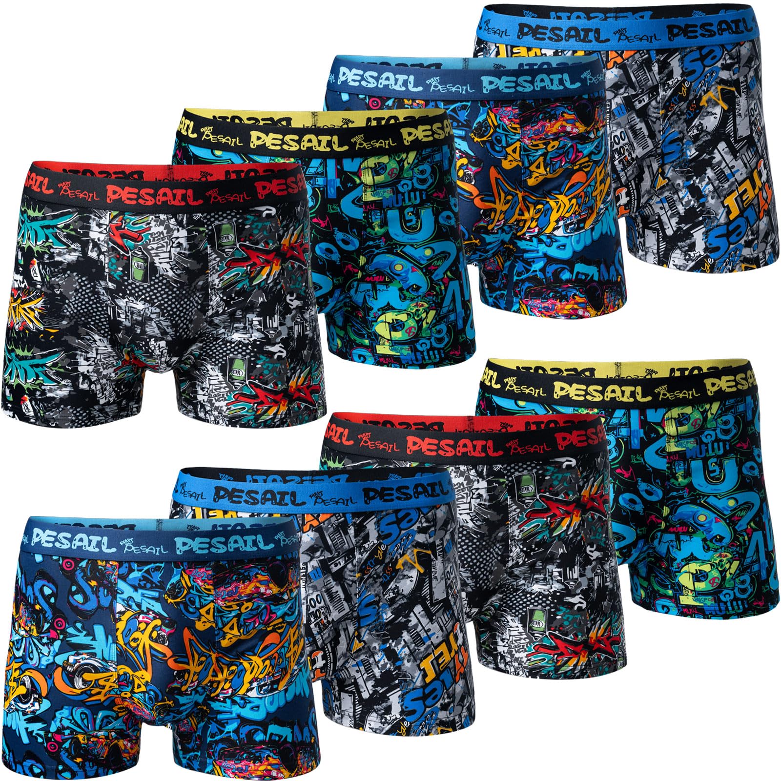 Pack de 8 calzoncillos tipo bóxer para hombre, de algodón y modal, para hombre, retro, ropa interior, diseño divertido