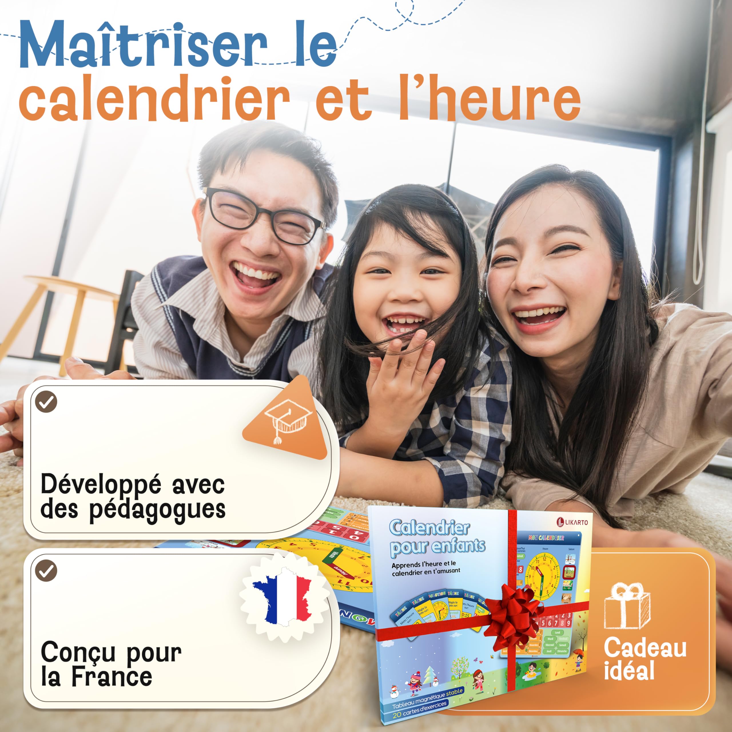 LIKARTO Mon Premier Calendrier – Jeu Éducatif Magnétique pour Enfants avec 36 aimants – 42x32cm