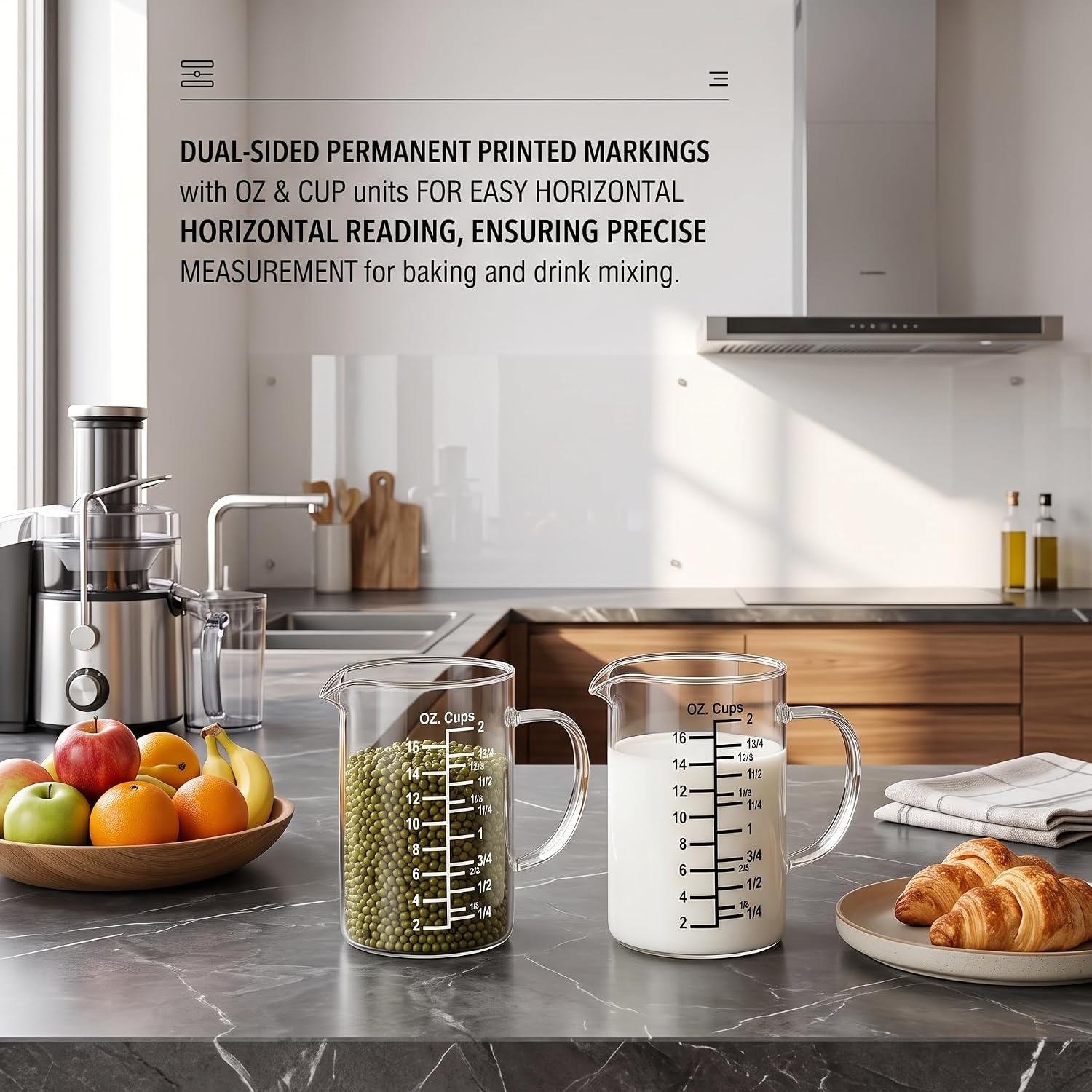 Glass Measuring Cup, 16OZ Borosilicate Jug with V-Shaped Spout, 500ML