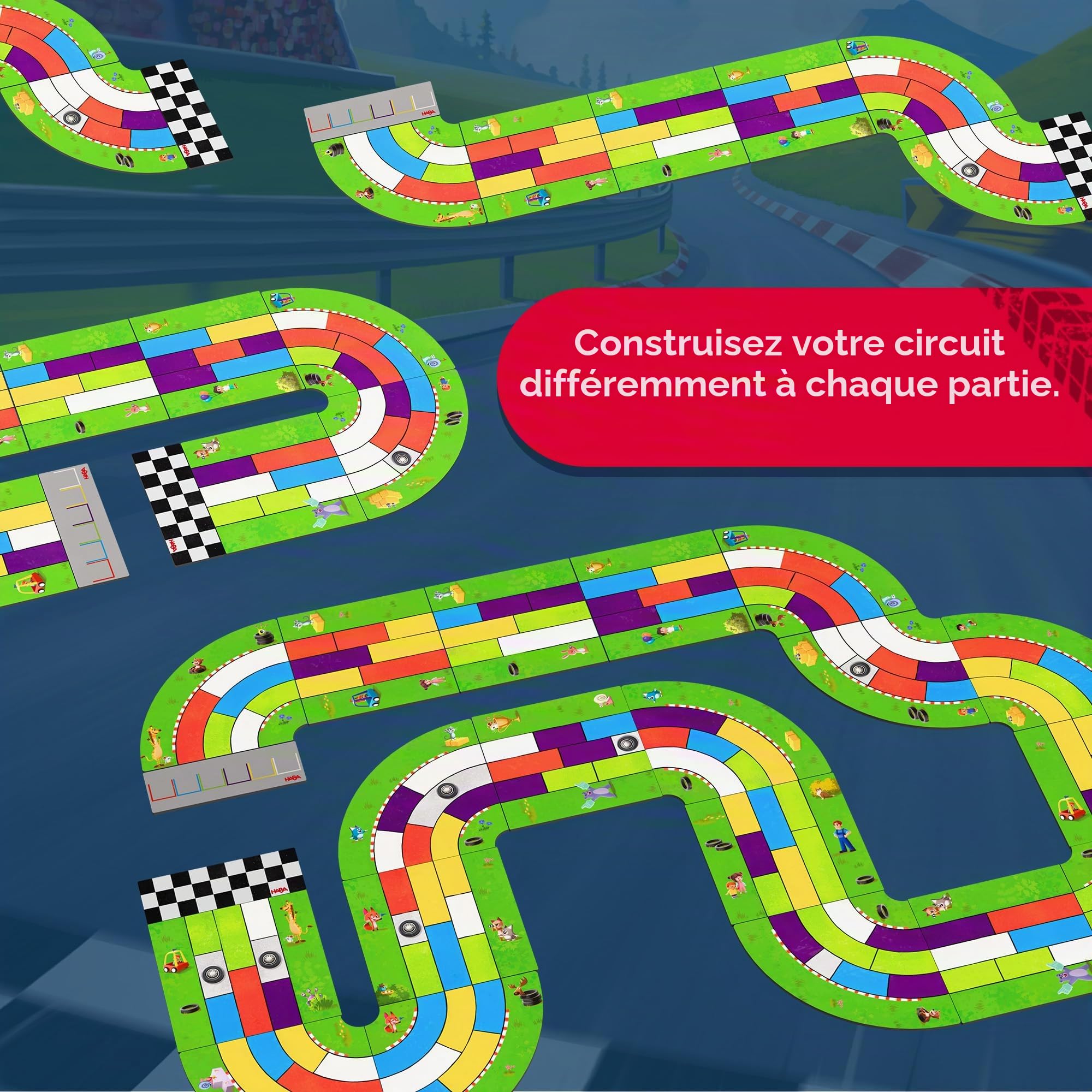 HABA Monza - 2012226001 - Jeu de Société Rapide - Jeu de Course Automatique pour Enfants à partir de 5 ans - Avec 6 Voitures en Bois Colorées & Dés Colorés