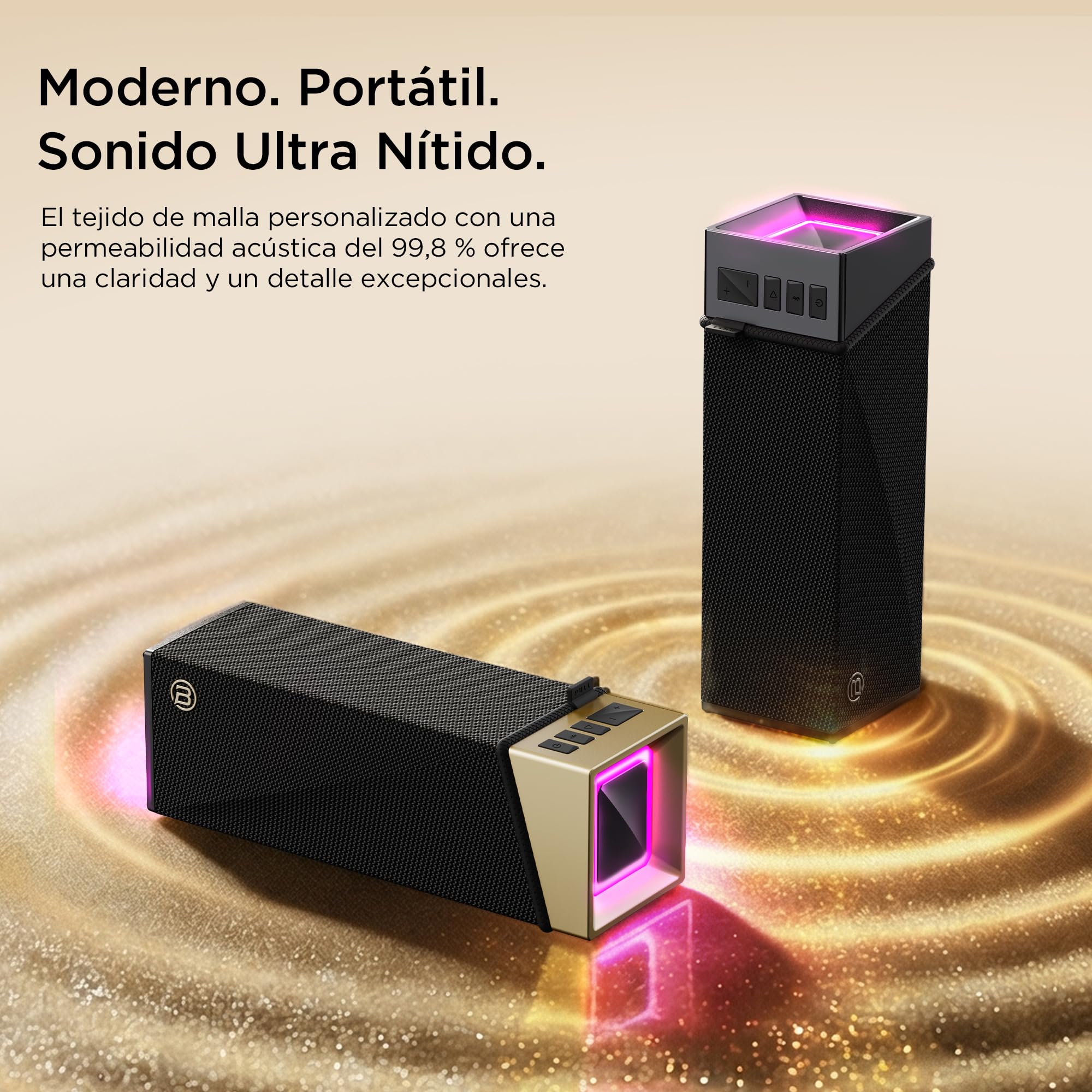 BUGANI Altavoz Bluetooth, caja de música Bluetooth con 5.4, batería de 24 horas, controladores de graves, IPX5 resistente al agua, función manos libres para teléfono, cajas para casa, exterior, jardín