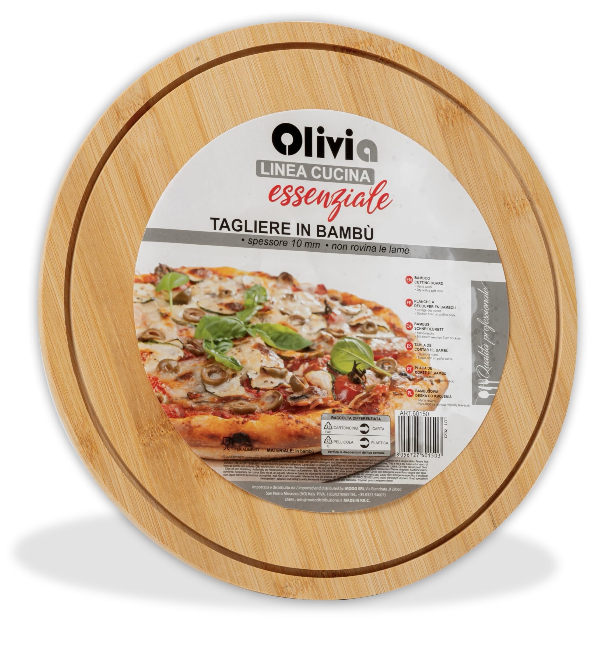 IPEA Round Wooden Cutting Board for Pizza, Cheese, Salami - 28 cm - Circular Multi-Purpose Cutting Board for Cutting and Serving Appetizers, Bread and Vegetables in Kitchen or Restaurant - Plate -