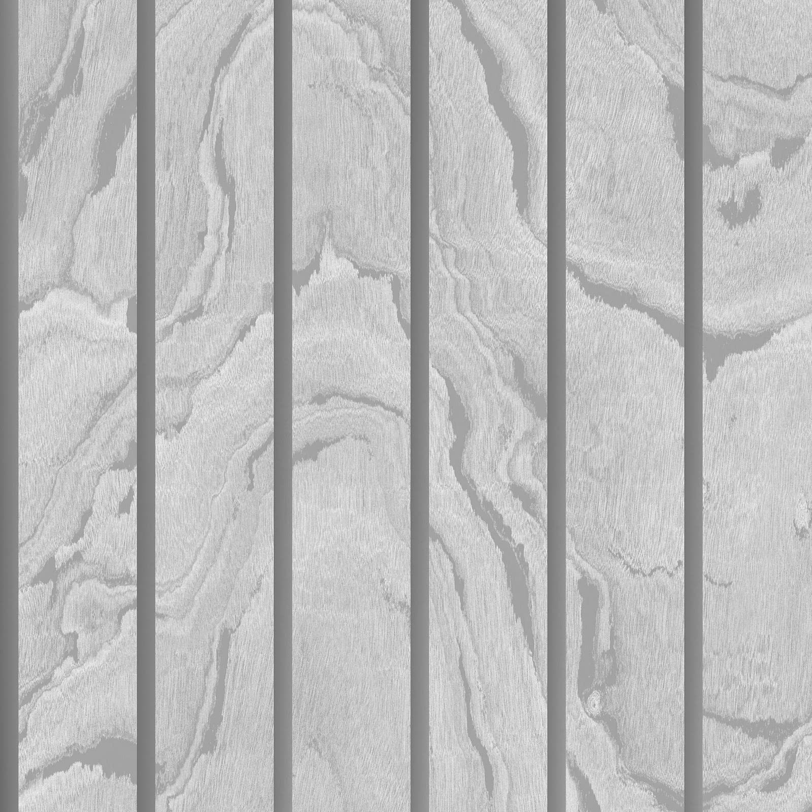 MurivaWoodgrain Panel Wallpaper Silver Grey 193502