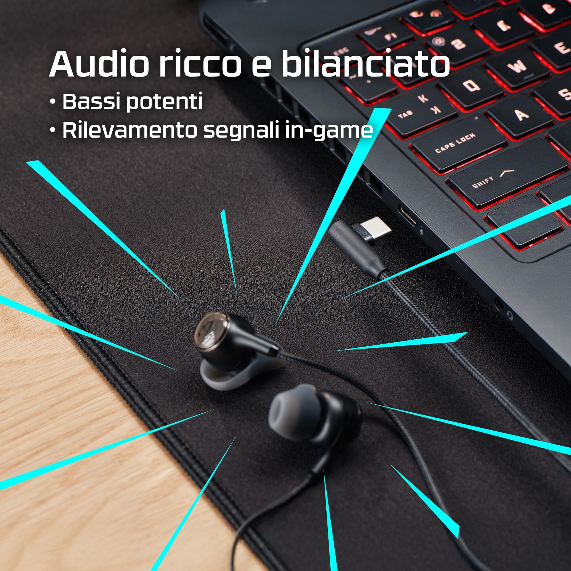 HyperX Cloud Earbuds III S, Auricolari USB cablate, Nero | Multipiattaforma, audio surround, gommini in 4 misure, microfono con cancellazione del rumore