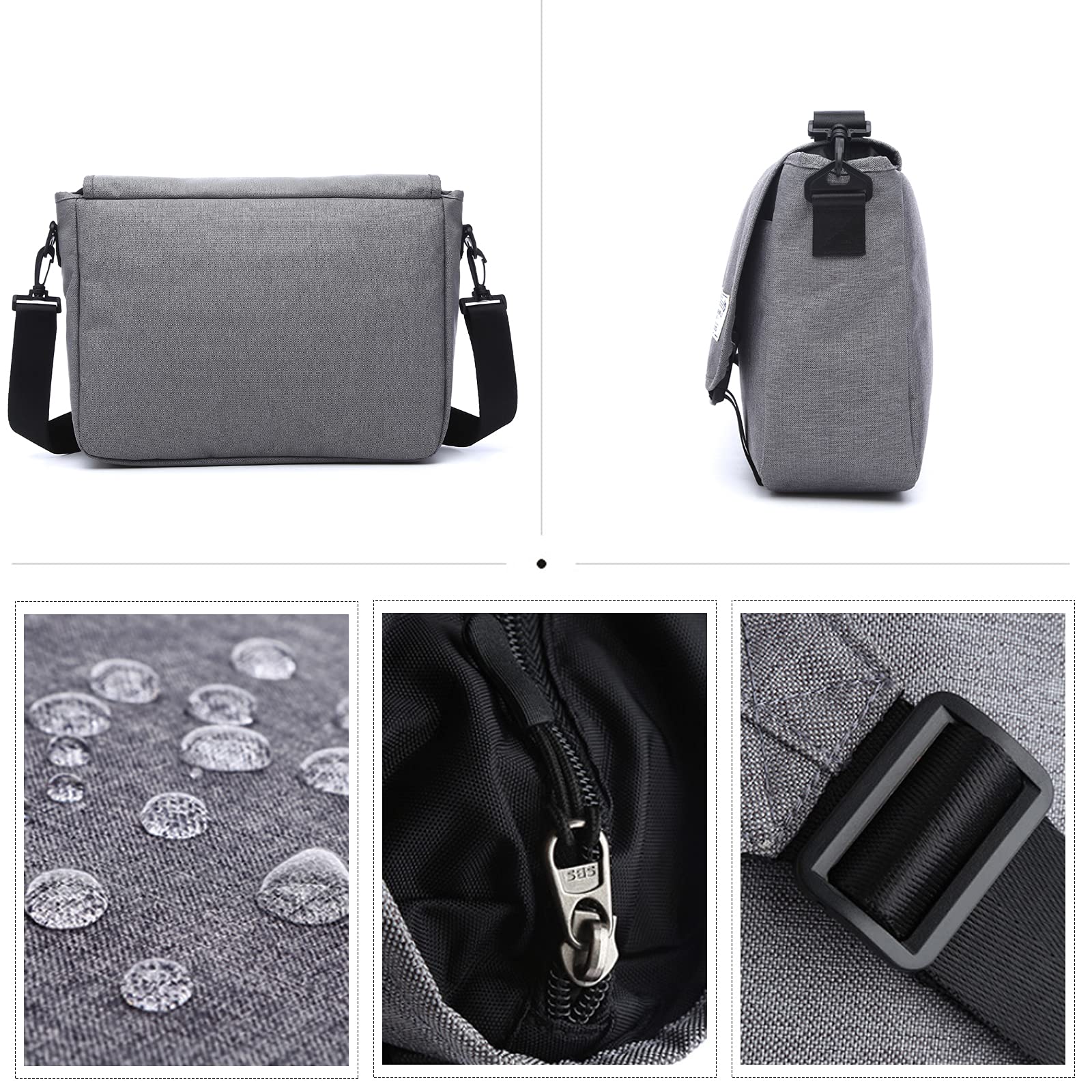 FANDARE Messenger Bag Laptop Briefcase Borsa a Tracolla Borsa Crossbody Scuola Borsa Zainetto Schoolbag Poliestere Grigio