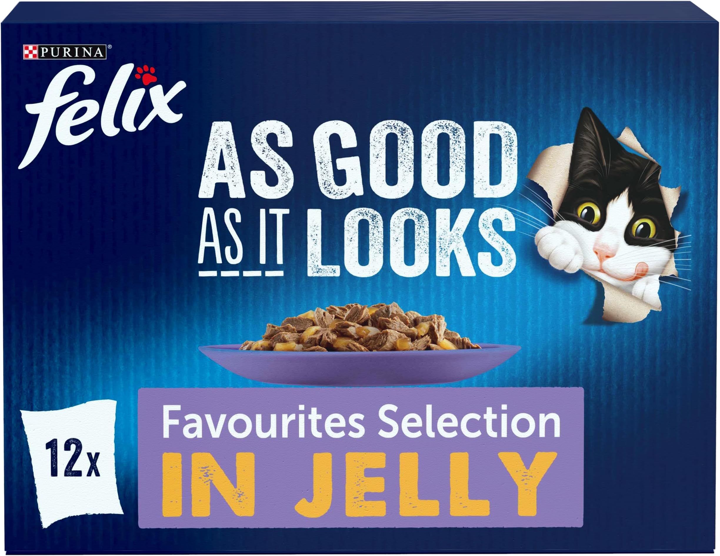 FELIX As Good As it Looks Favourites Selection Wet Cat Food 12x100g (Pack of 4)