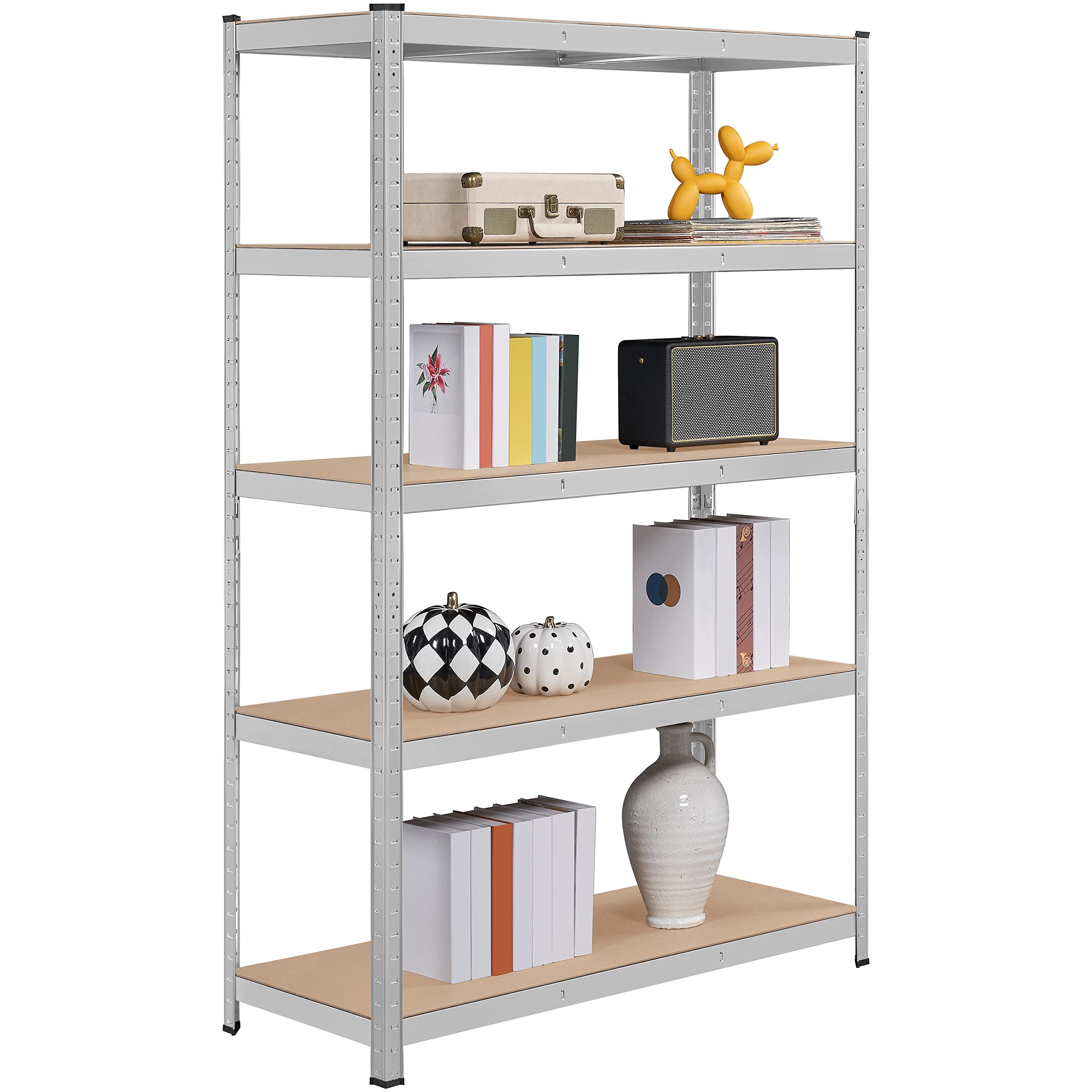 Scaffale Metallico Yaheetech 5 Ripiani - Regolabile Senza Viti, Portata 875kg, Blu-Arancio - Foto 9