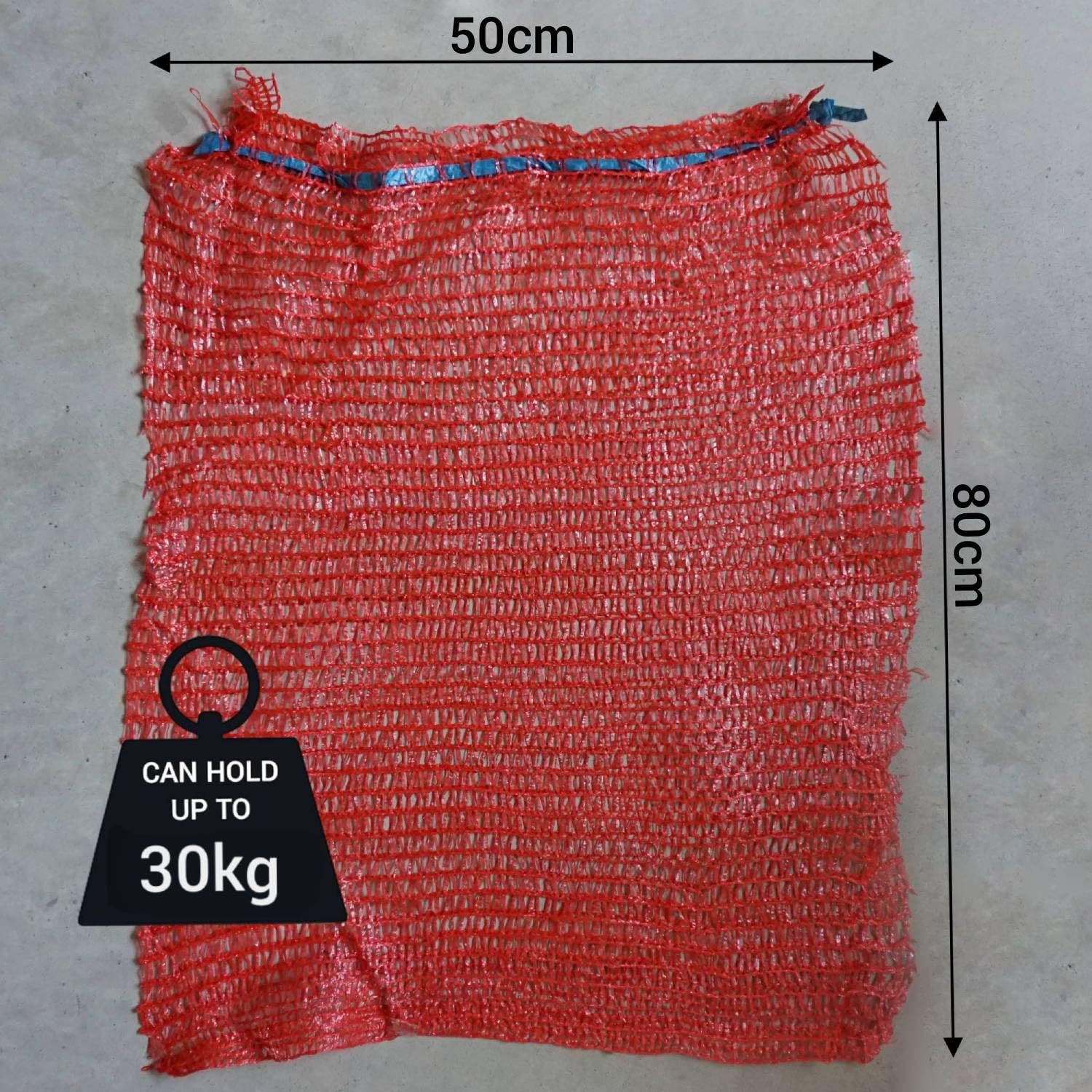 SKIR'CO Lot de 100 sacs en filet avec cordon de serrage Rouge 50 x 80 cm
