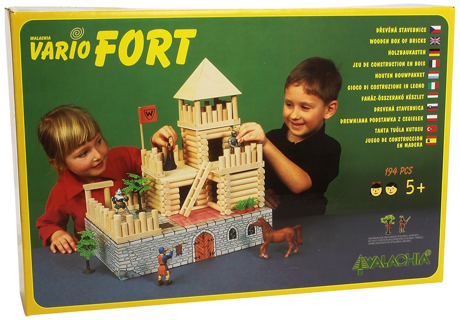 8594036430228 Vario Fort klocki drewniane drewno skrzynka budowlana zestaw 194 części