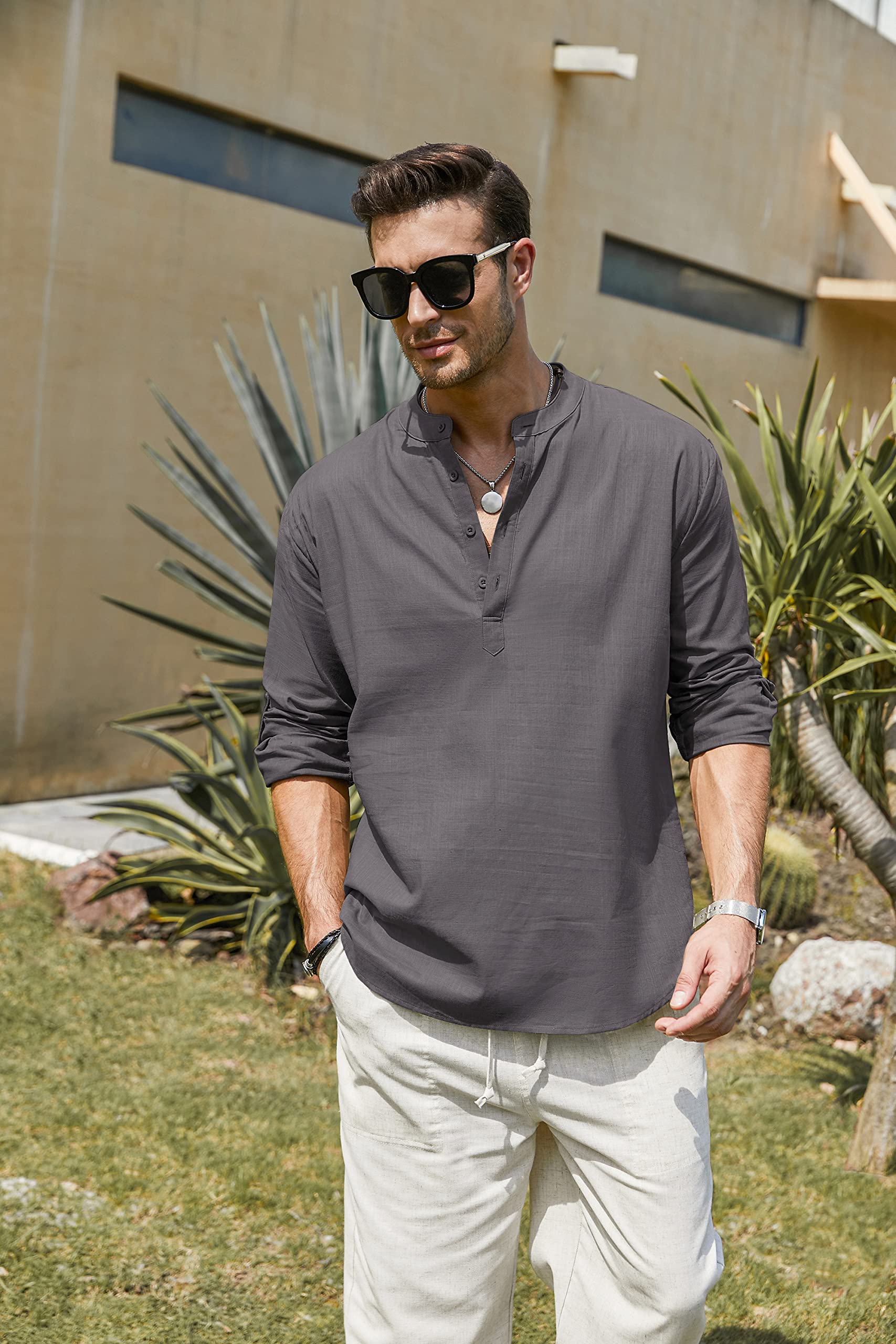 COOFANDY Ztj009538 Camicia Button-Down Uomo (Pacco da 1)