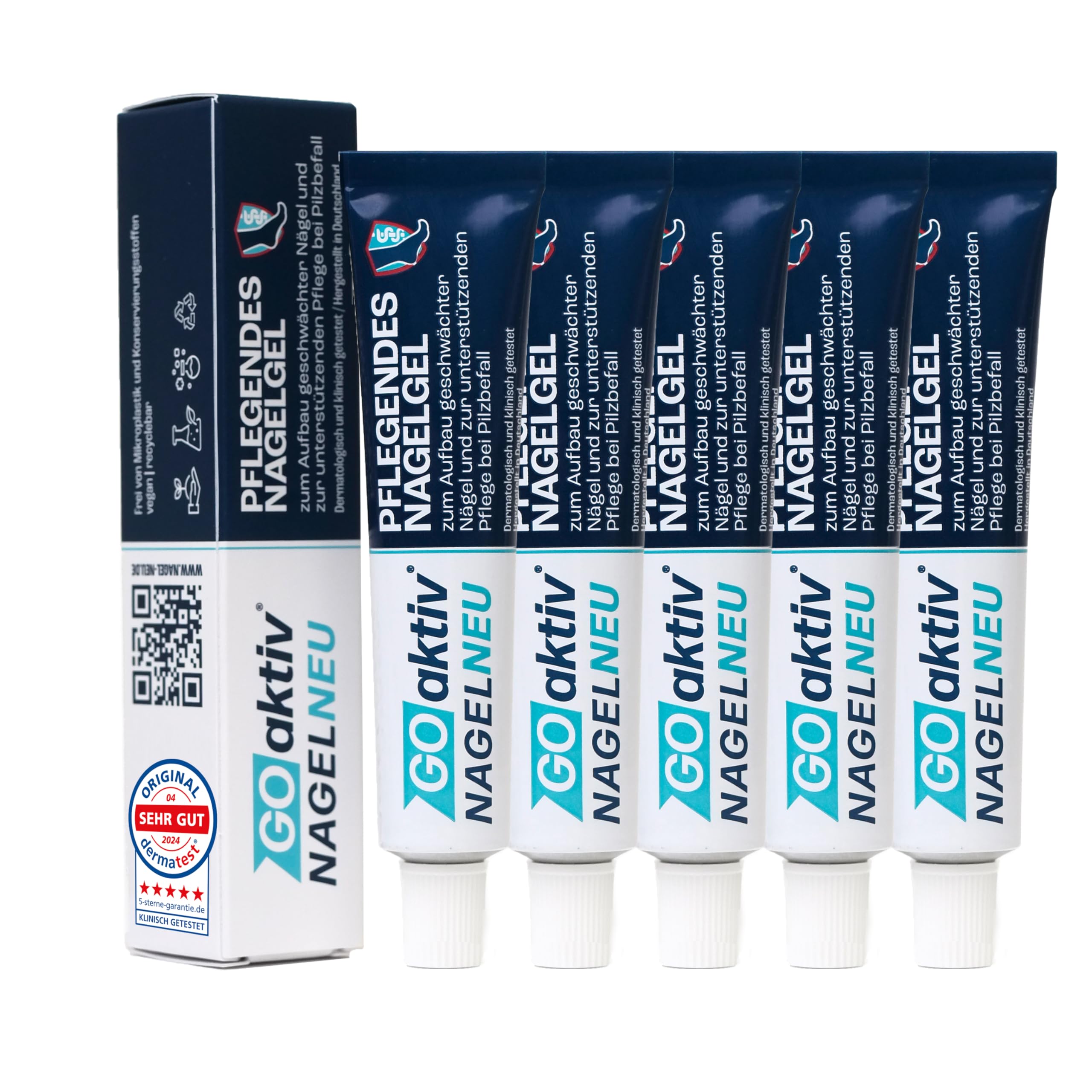 GOaktiv® NAGELNEU | Pflegendes Nagelgel | Zum Aufbau geschwächter Nägel und zur unterstützenden Pflege bei Pilzbefall | 5 x 10 ml