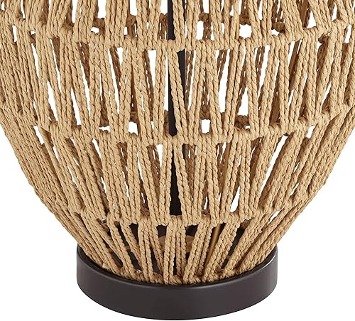 Miniatura 6 de 360 Lighting San Marcos - Moderna lámpara de mesa de casa costera de 27 pulgadas de alto, mimbre natural, tela de avena, tela de avena, decoración