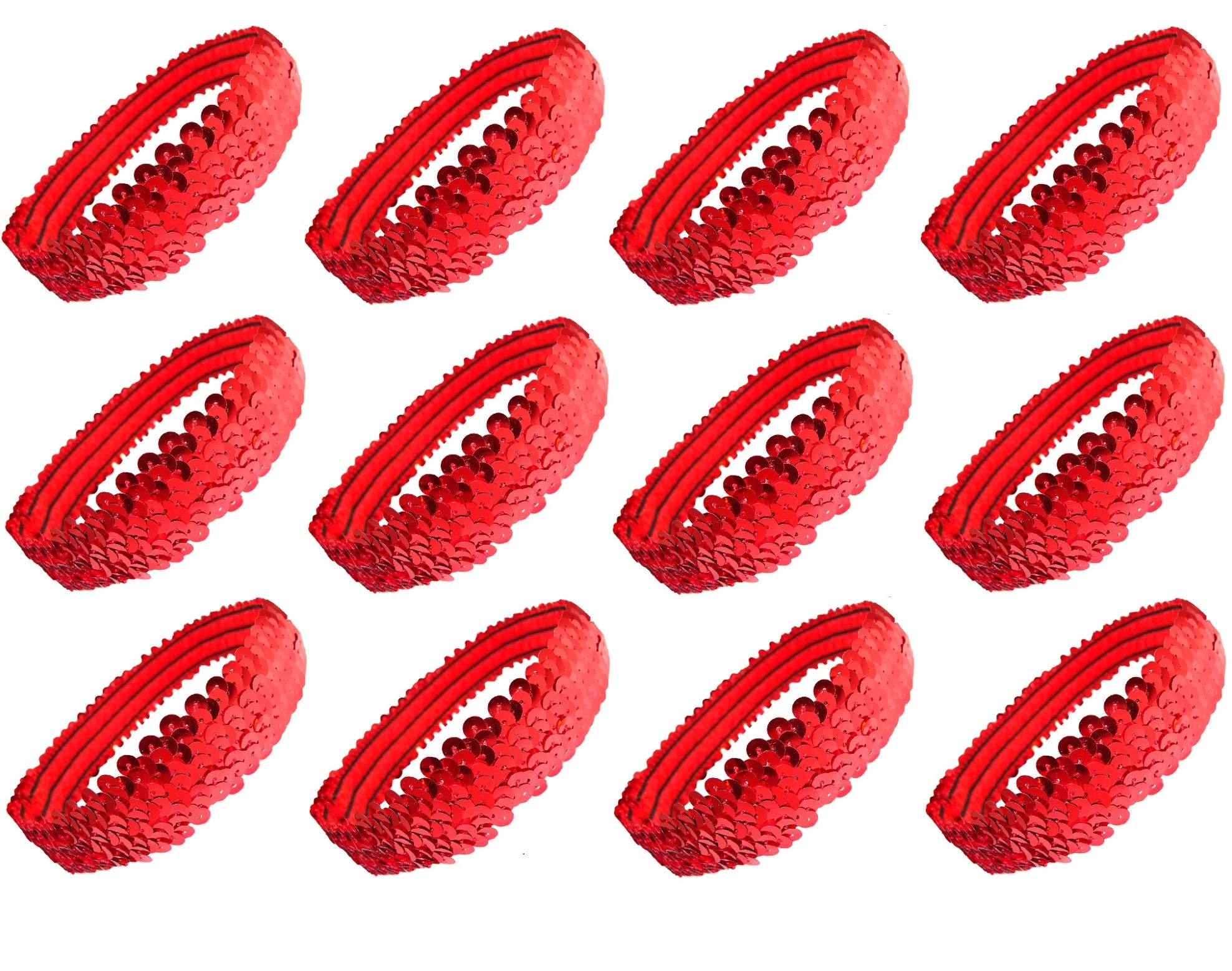 12 Sequin Headbands U PICK (Available in LOTS of COLORS) Elastic Stretch Sparkly Fashion Headband for Teens Girls Women Softball Pack Volleyball