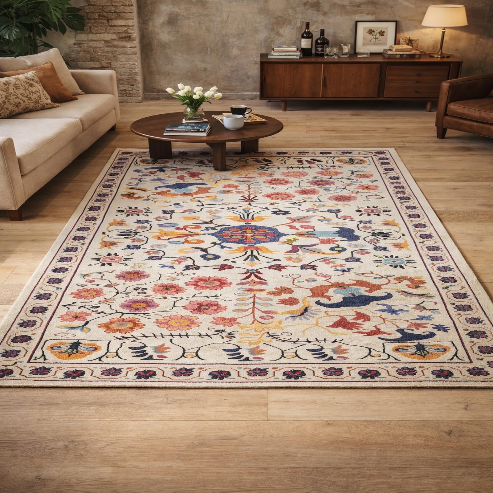 Tapis rectangle salon lavable fini la poussière avec ce modèle rose 120x160