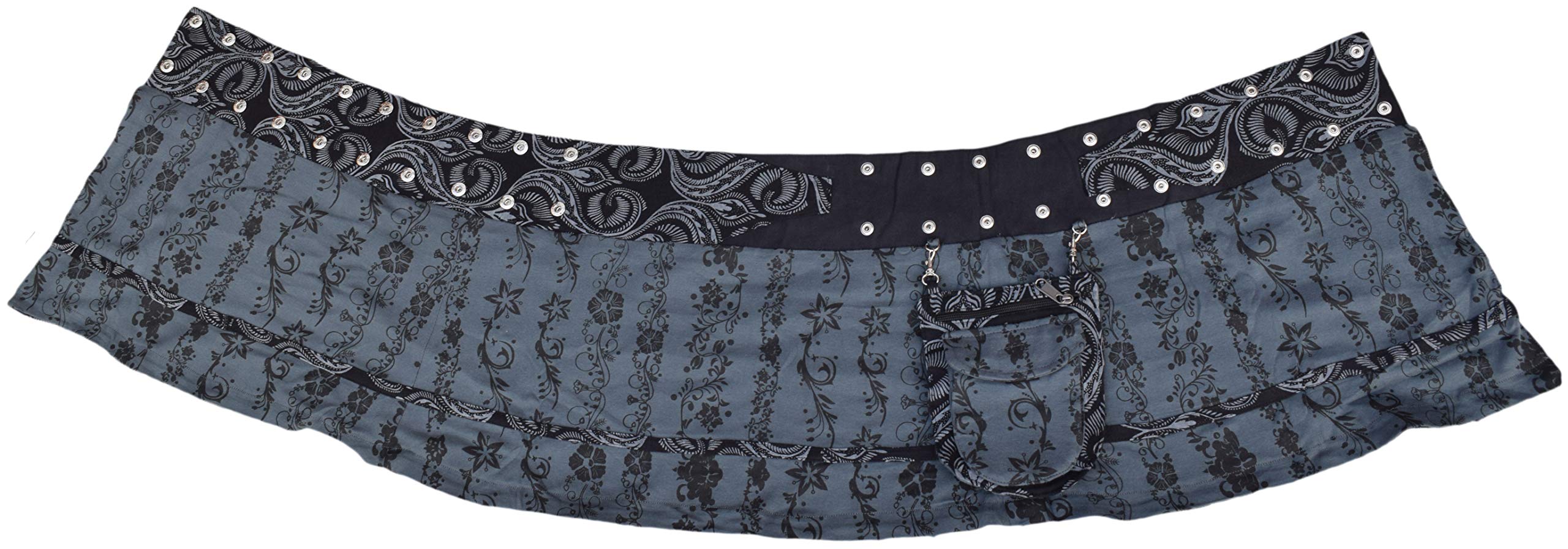 Gheri Jupe courte en coton réversible avec poche amovible et motif floral