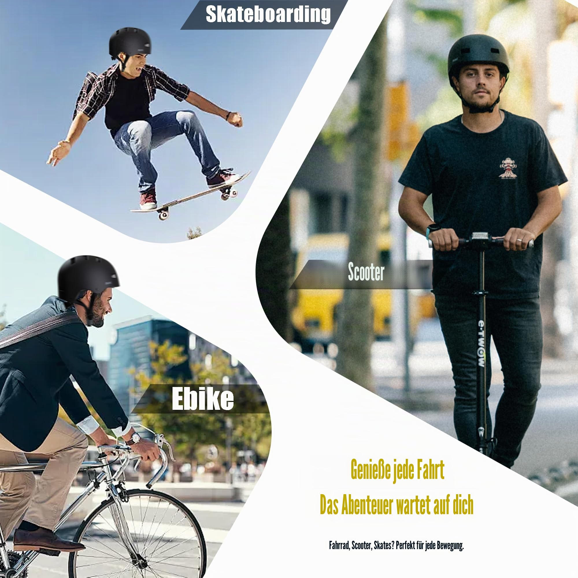 Pank Fahrradhelm für Erwachsene Helm Fahrrad mit Licht und Extra Polster für Damen und Herren Skaterhelm E-Scooter Helm Urban Radhelm Größe verstellbar