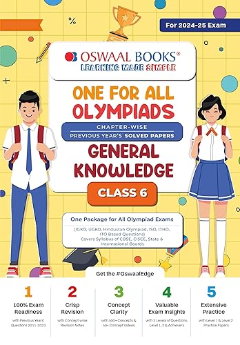 Oswaal One For All Olympiad Class 6 General Knowledge | Previous Years Solved Papers | For 2024-25 Exam