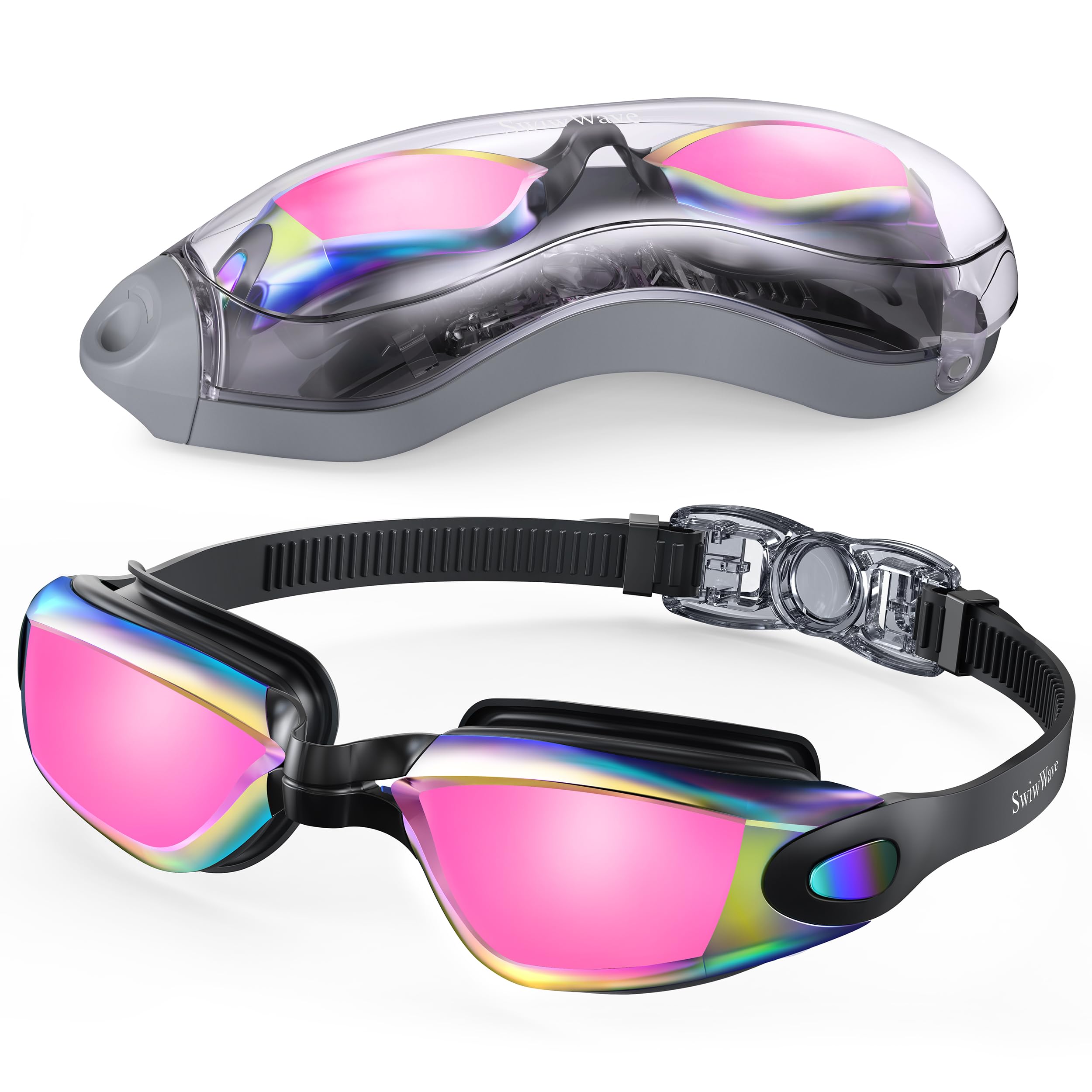 SwiwWave Swimming Goggles for Adult Youth, No Leaking with Storage Case